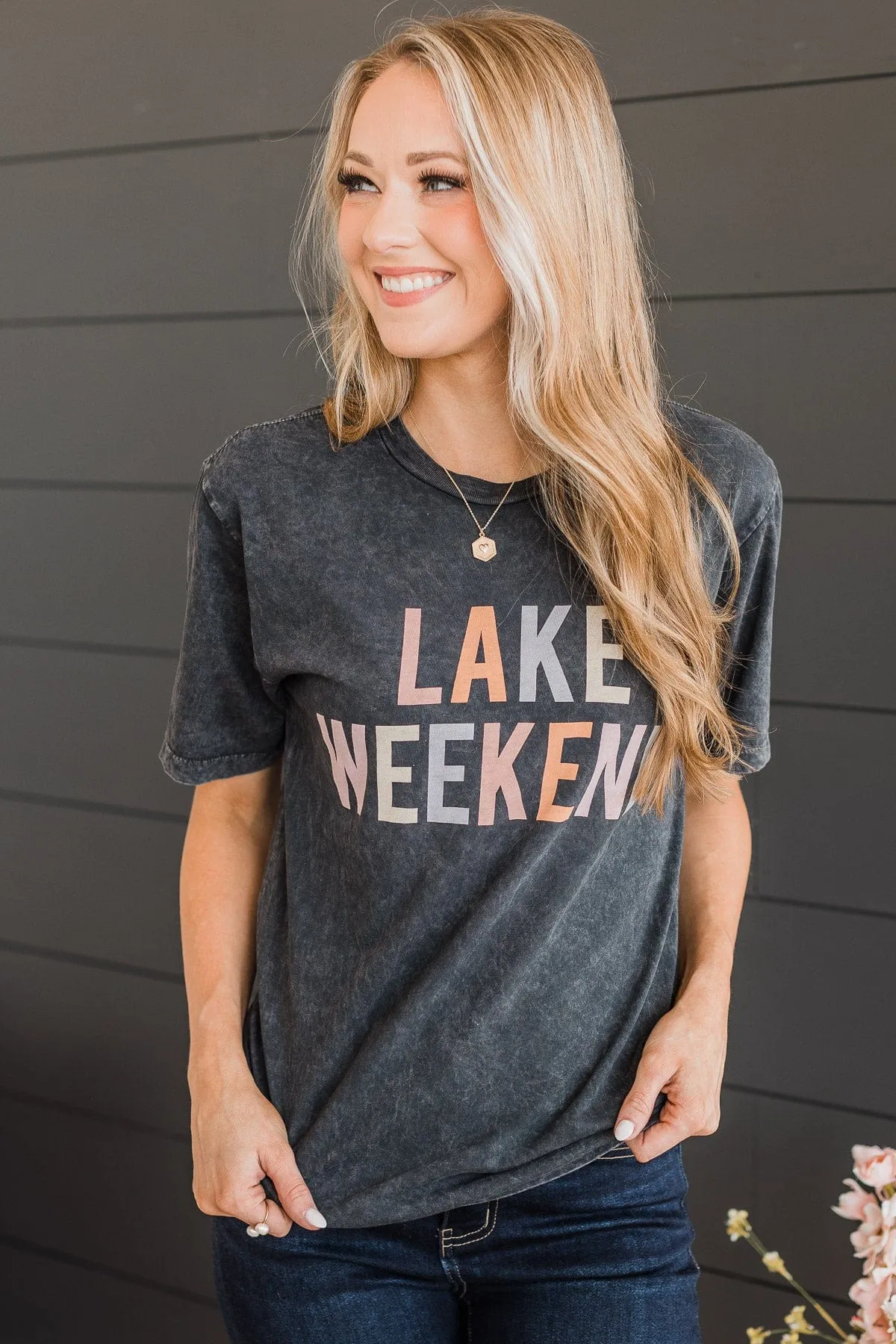 "Lake Weekend" Graphic Tee- Vintage Black