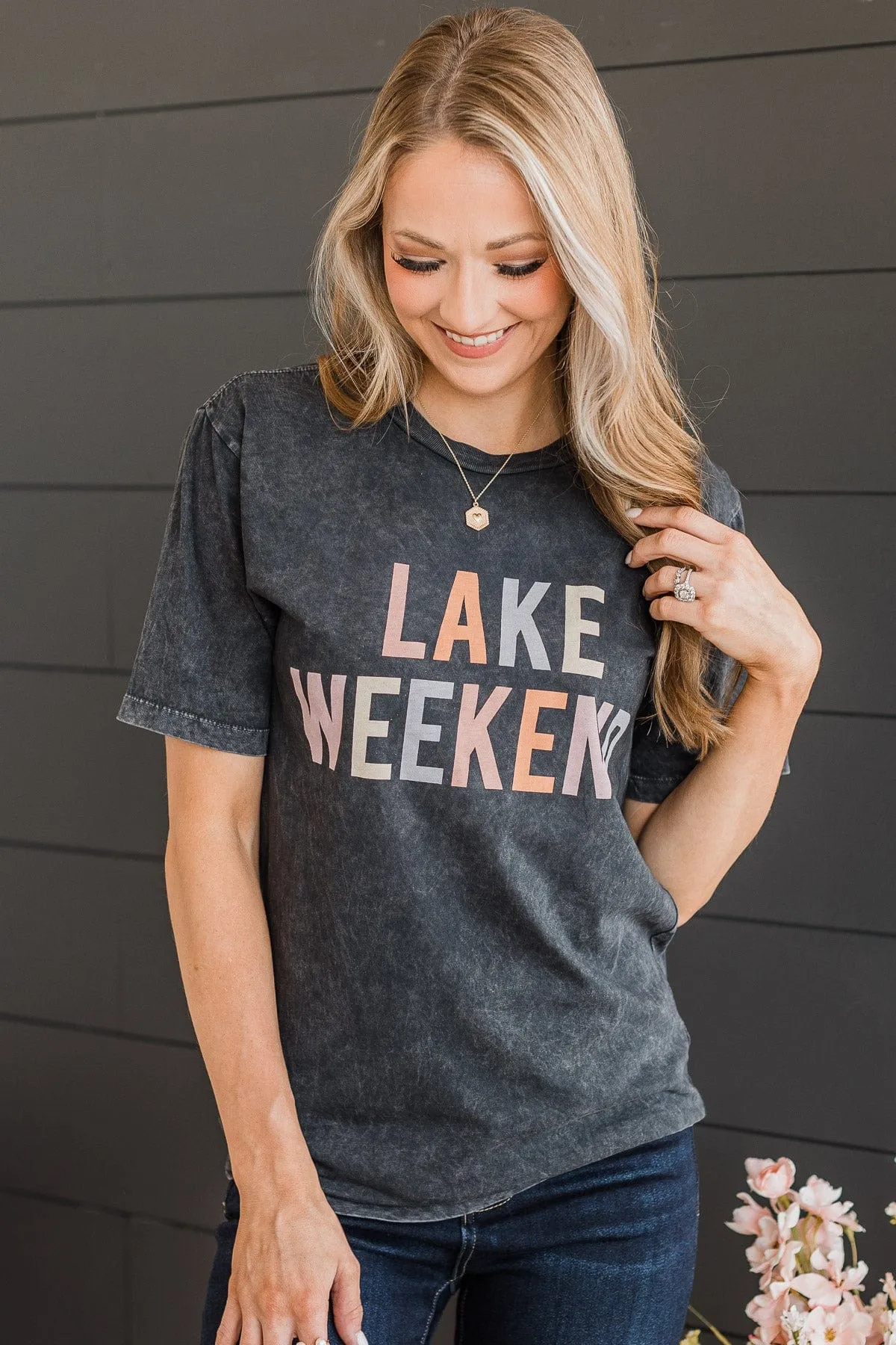 "Lake Weekend" Graphic Tee- Vintage Black