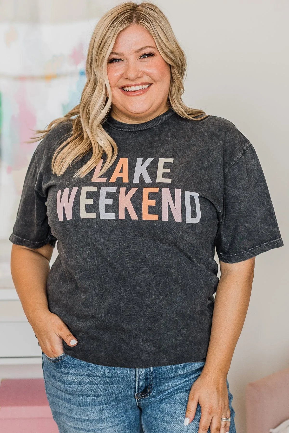 "Lake Weekend" Graphic Tee- Vintage Black