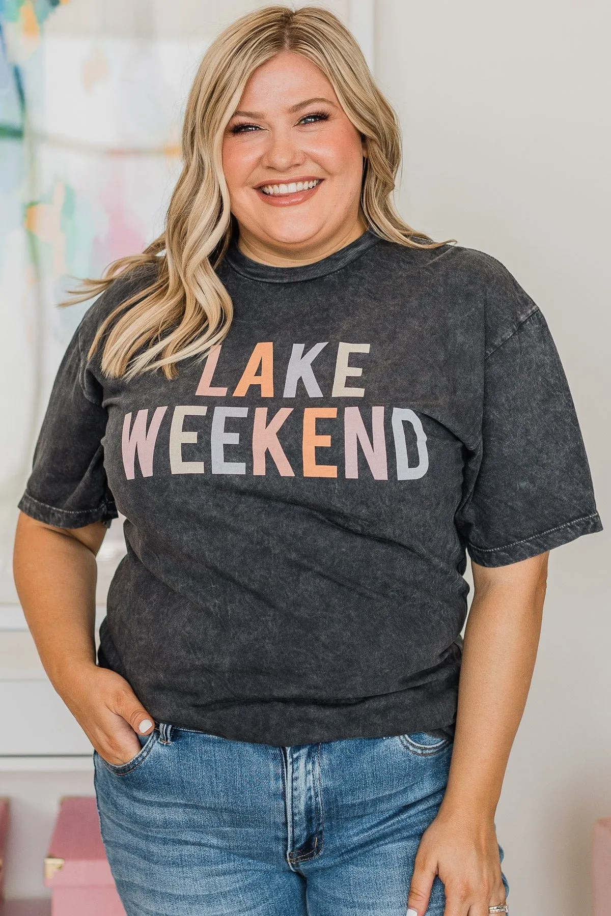 "Lake Weekend" Graphic Tee- Vintage Black