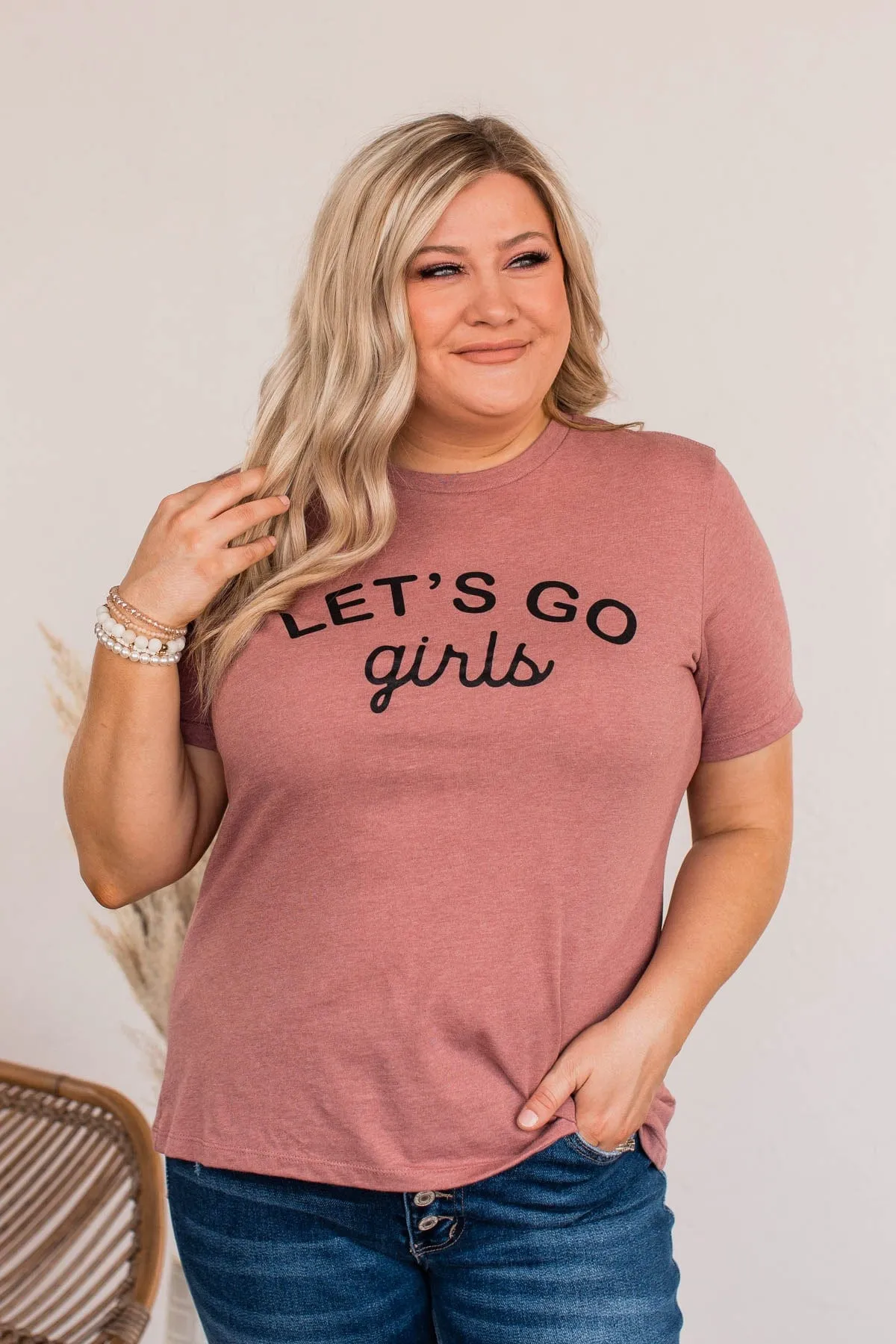 "Let's Go Girls" Graphic Tee- Mauve