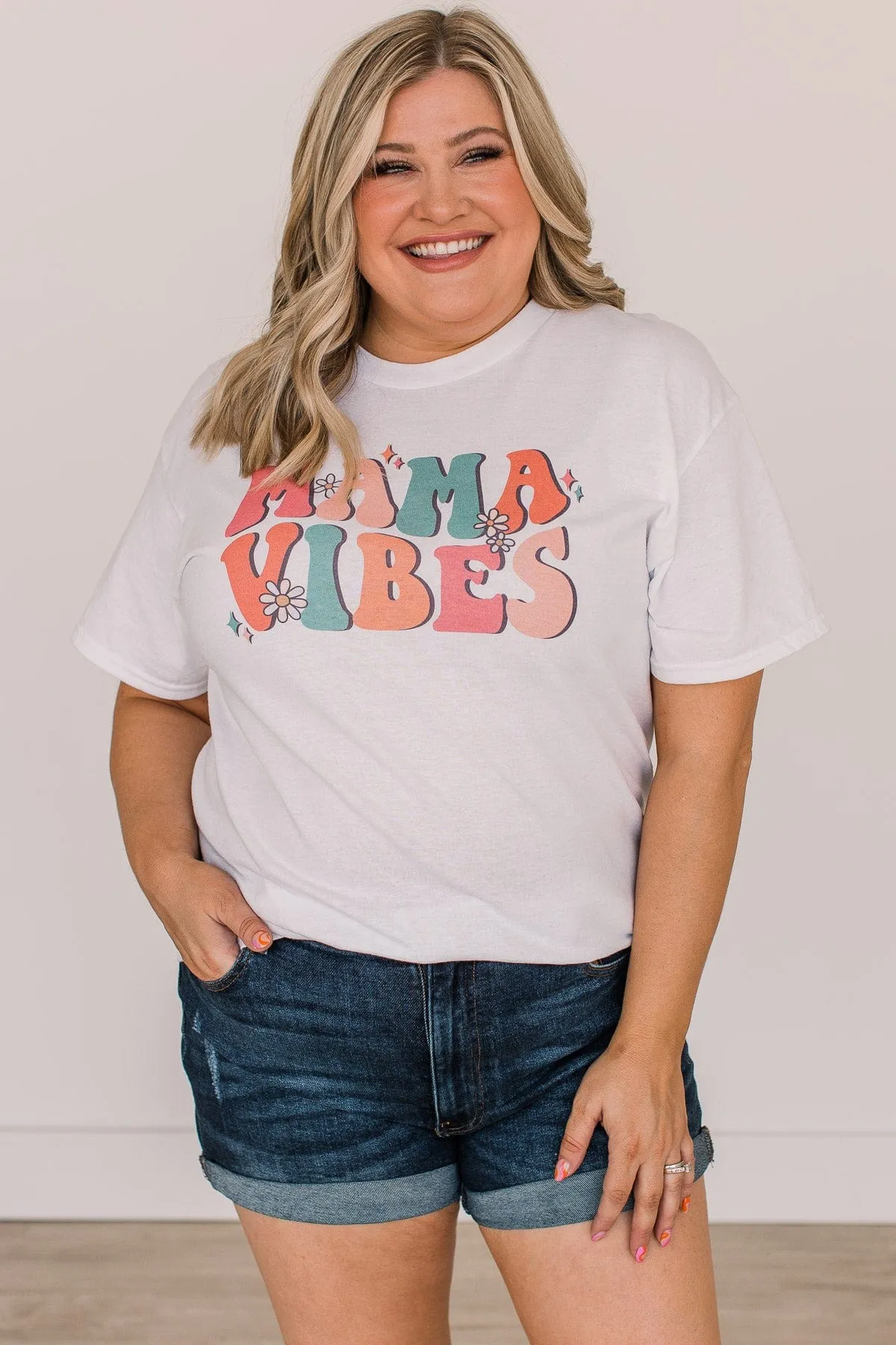 "Mama Vibes" Graphic Tee- White