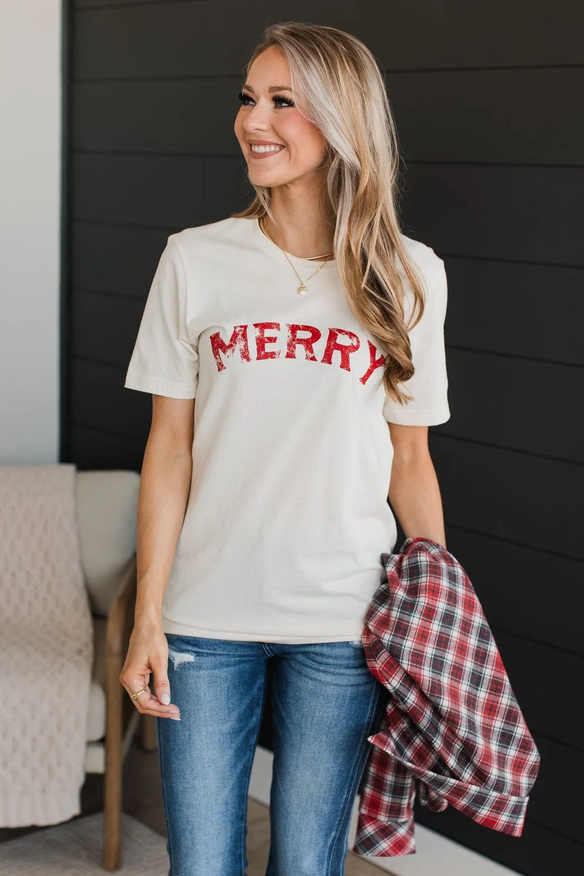 "Merry" Graphic Tee- Cream
