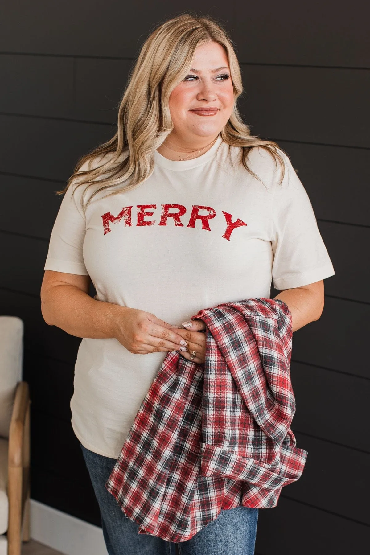 "Merry" Graphic Tee- Cream