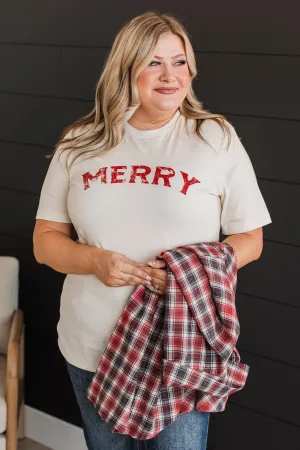 "Merry" Graphic Tee- Cream