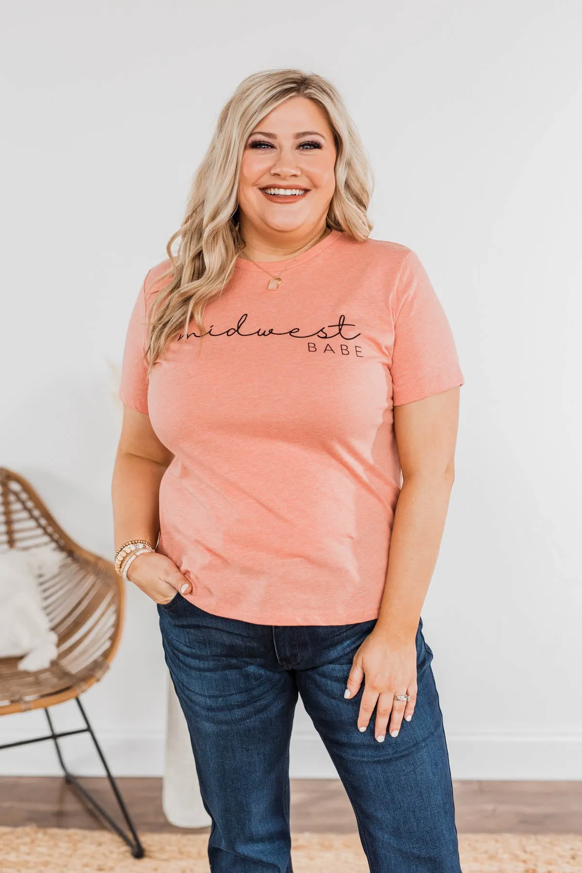 "Midwest Babe" Graphic Tee- Coral