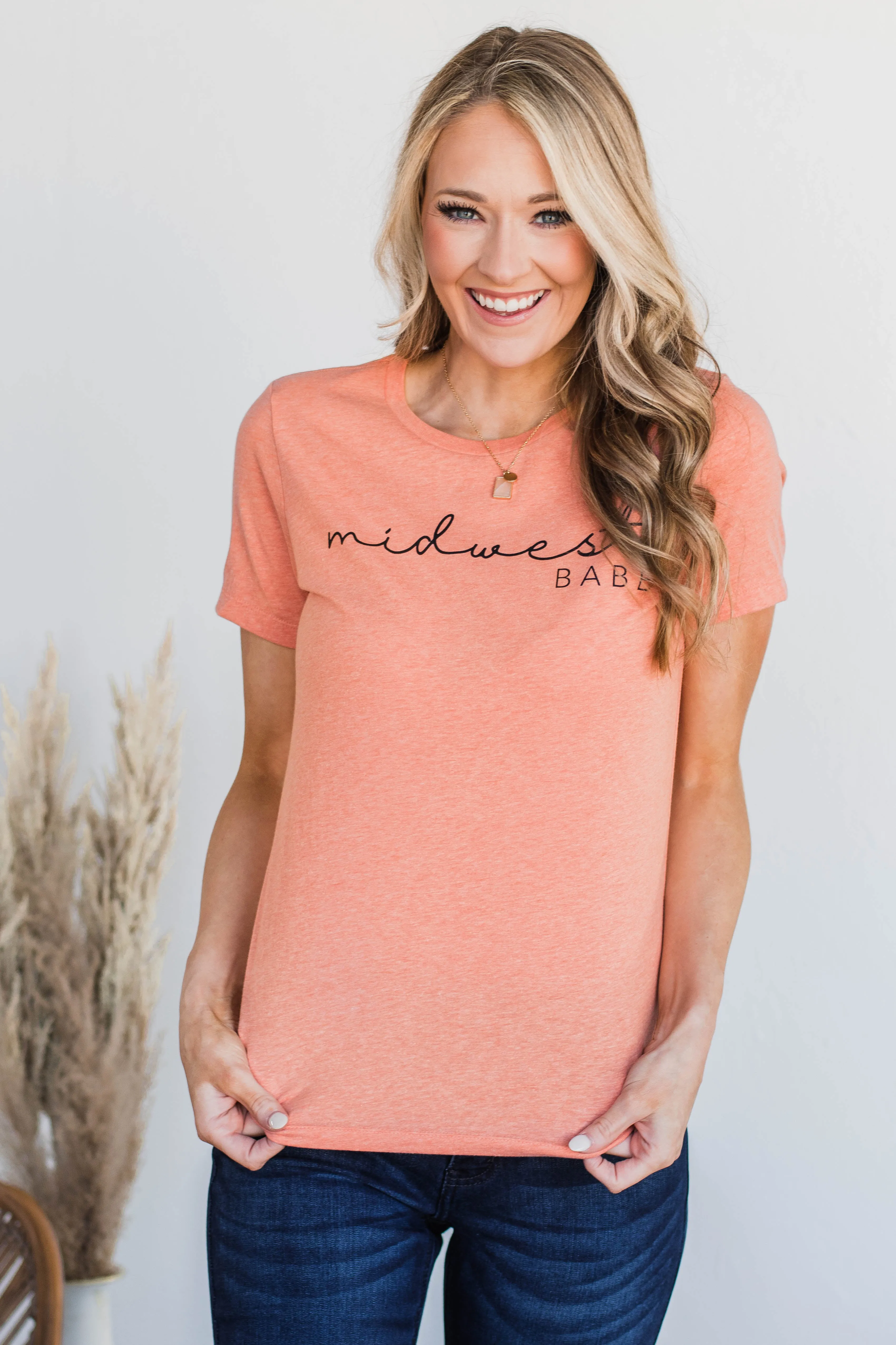 "Midwest Babe" Graphic Tee- Coral
