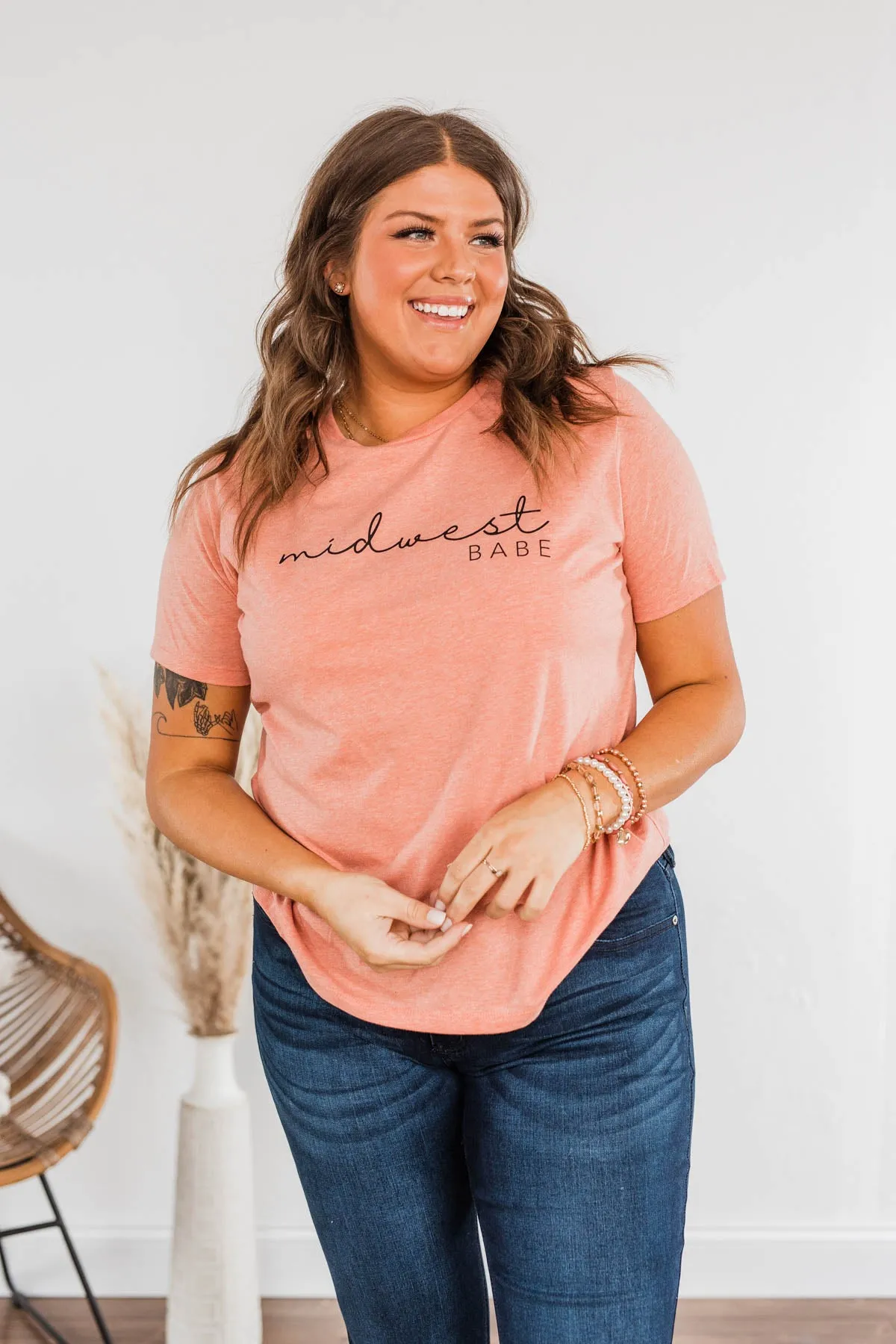 "Midwest Babe" Graphic Tee- Coral