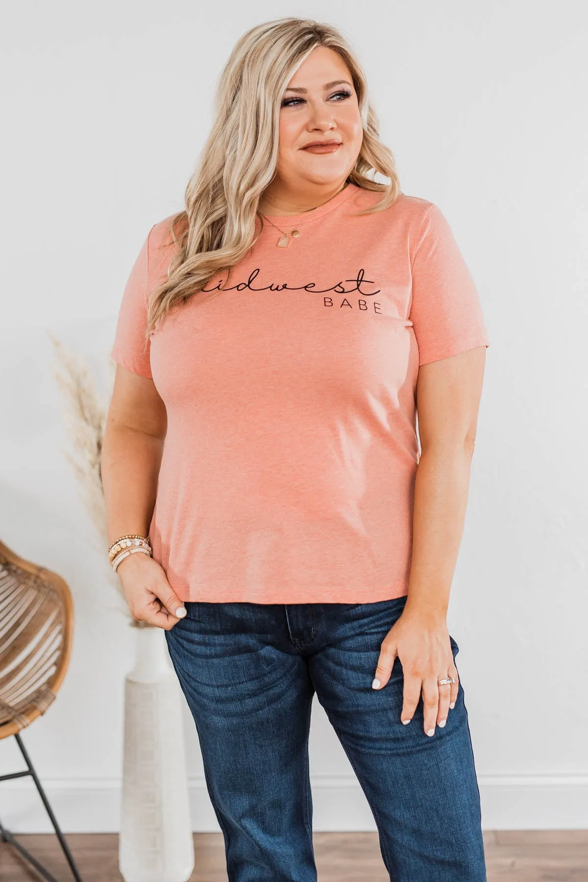 "Midwest Babe" Graphic Tee- Coral