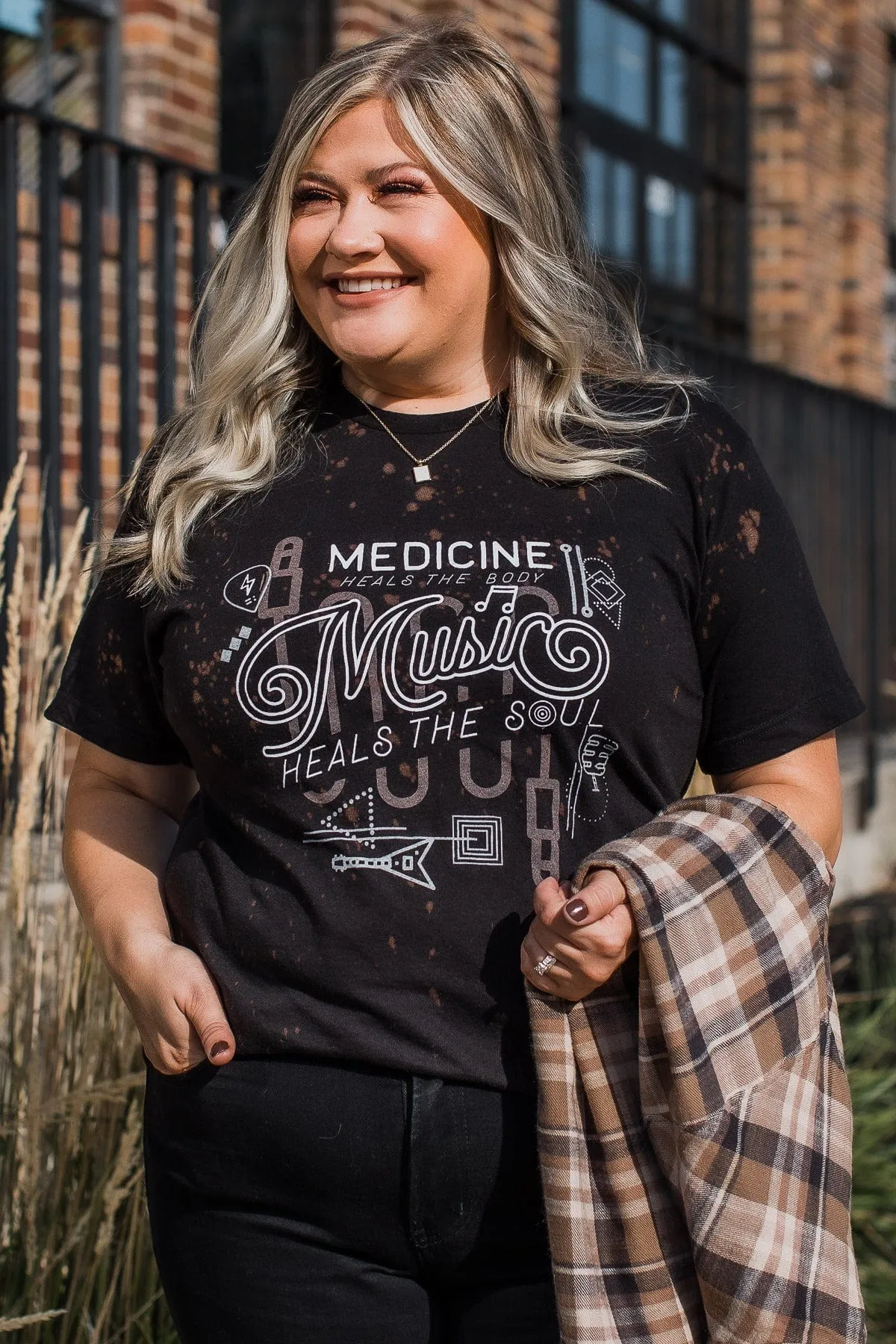 "Music Heals The Soul" Graphic Tee- Black