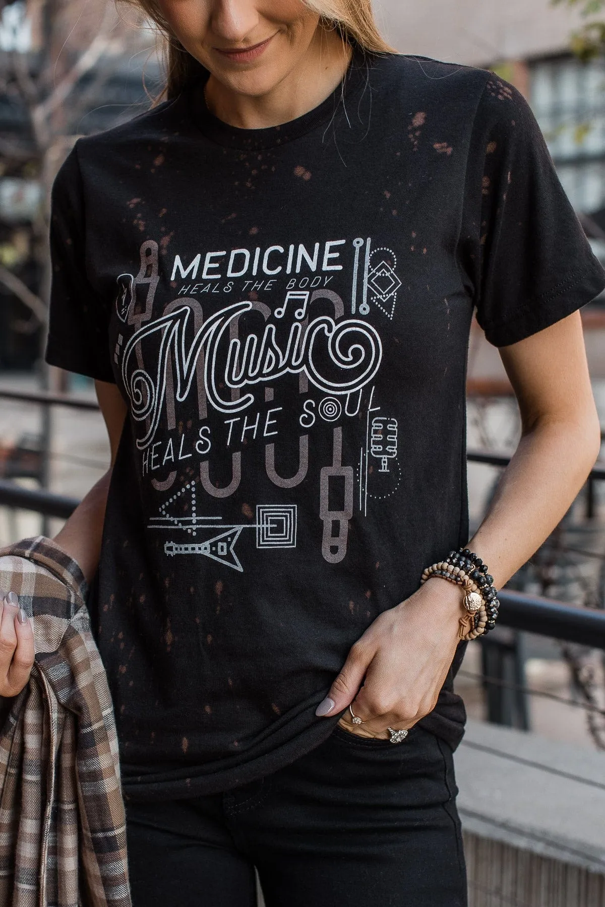 "Music Heals The Soul" Graphic Tee- Black