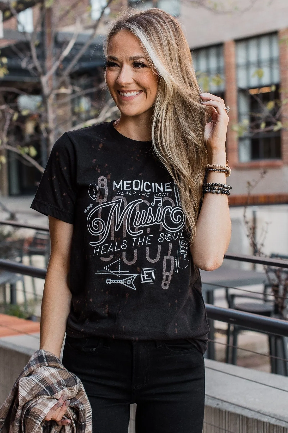 "Music Heals The Soul" Graphic Tee- Black
