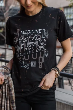 "Music Heals The Soul" Graphic Tee- Black