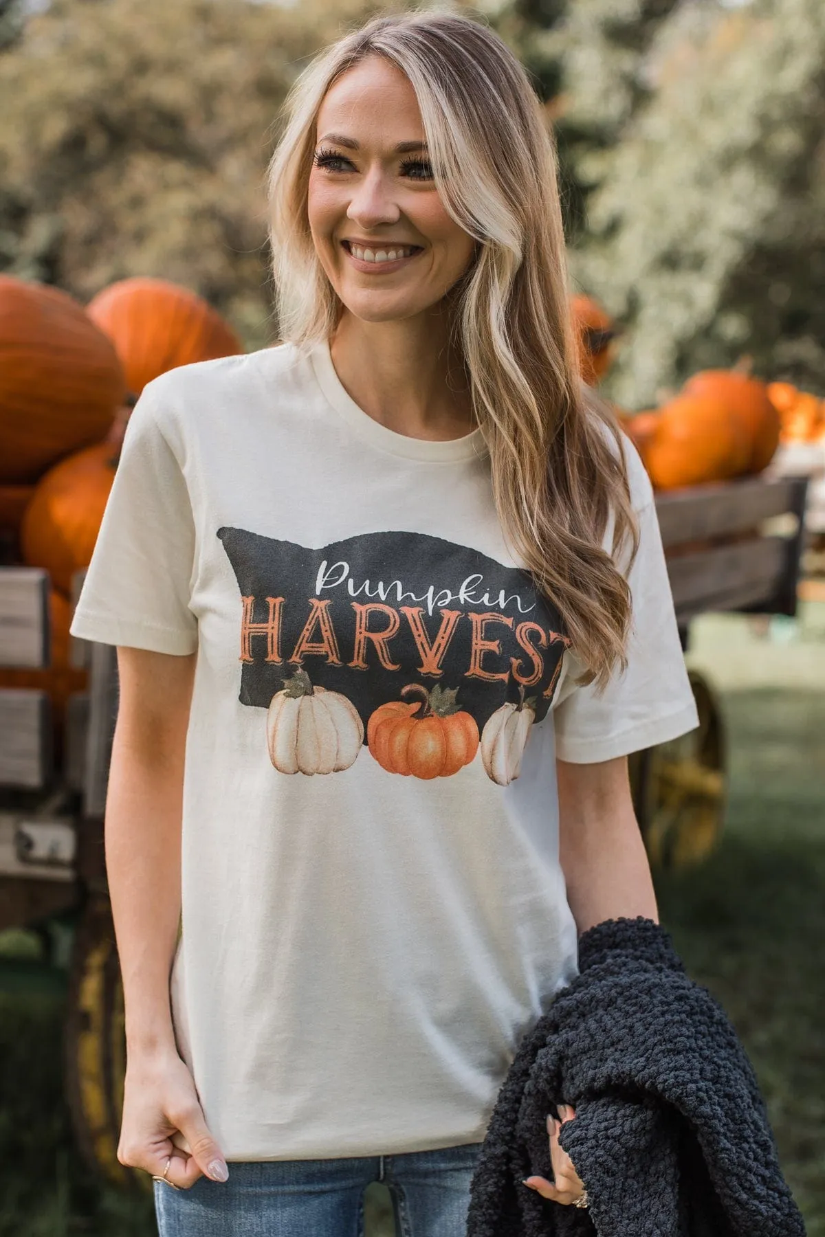"Pumpkin Harvest" Graphic Tee- Cream