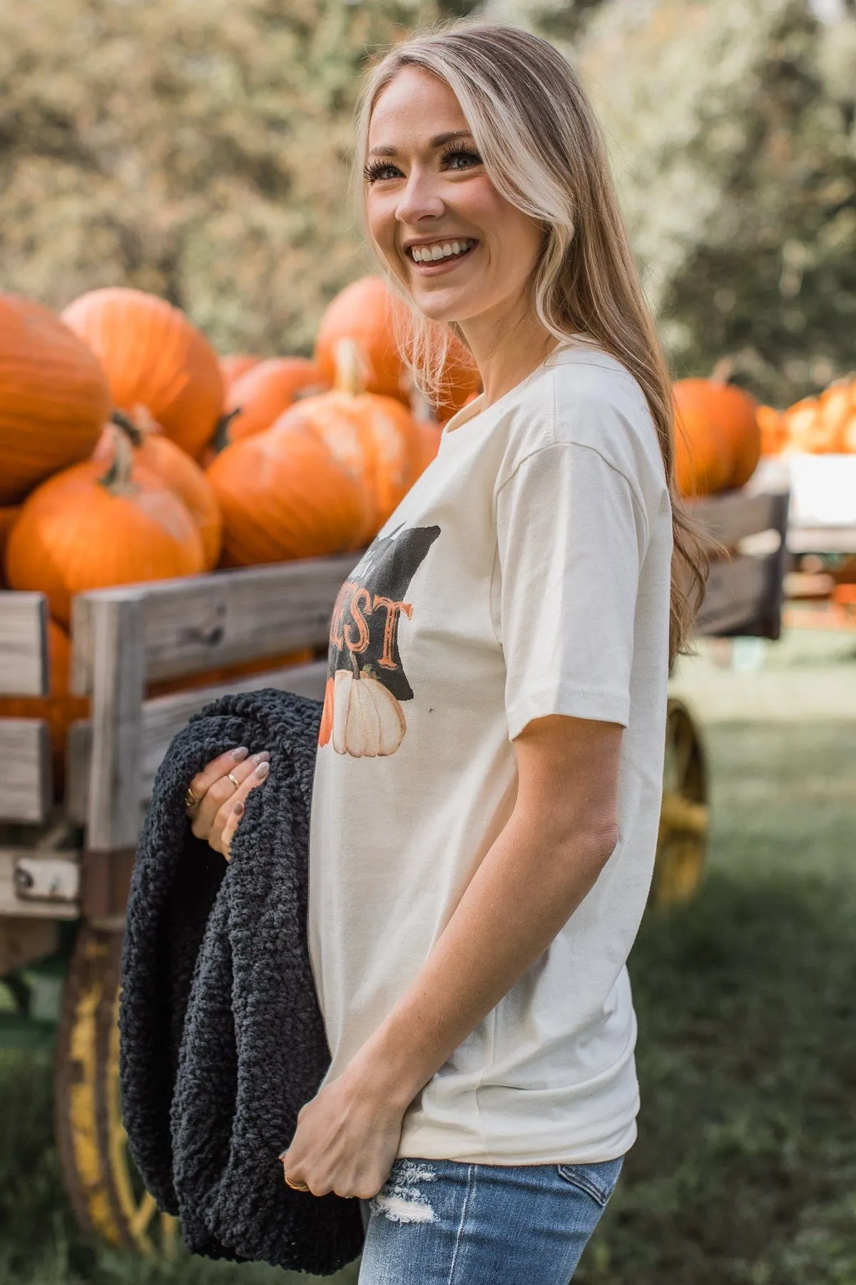 "Pumpkin Harvest" Graphic Tee- Cream