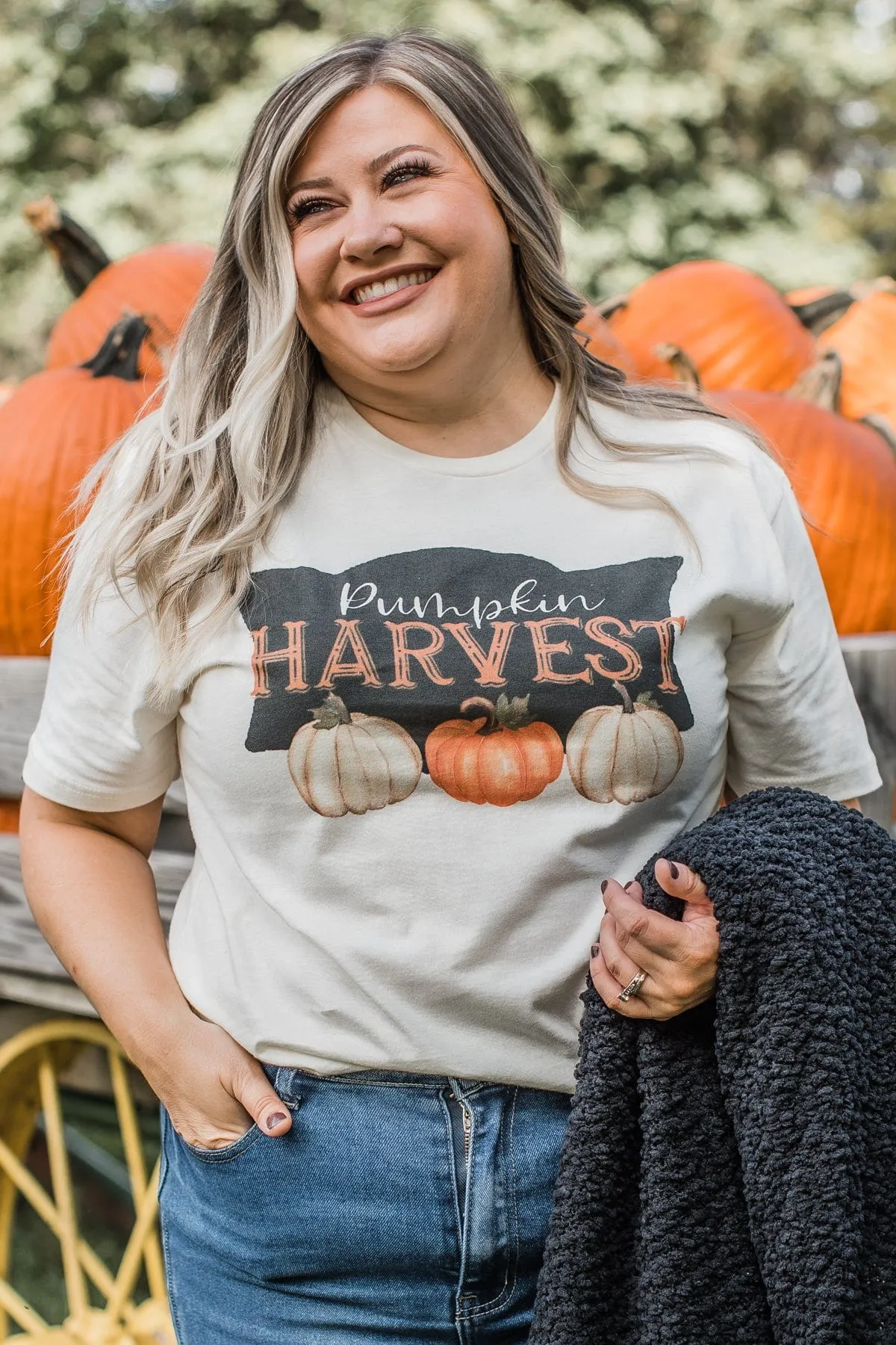 "Pumpkin Harvest" Graphic Tee- Cream