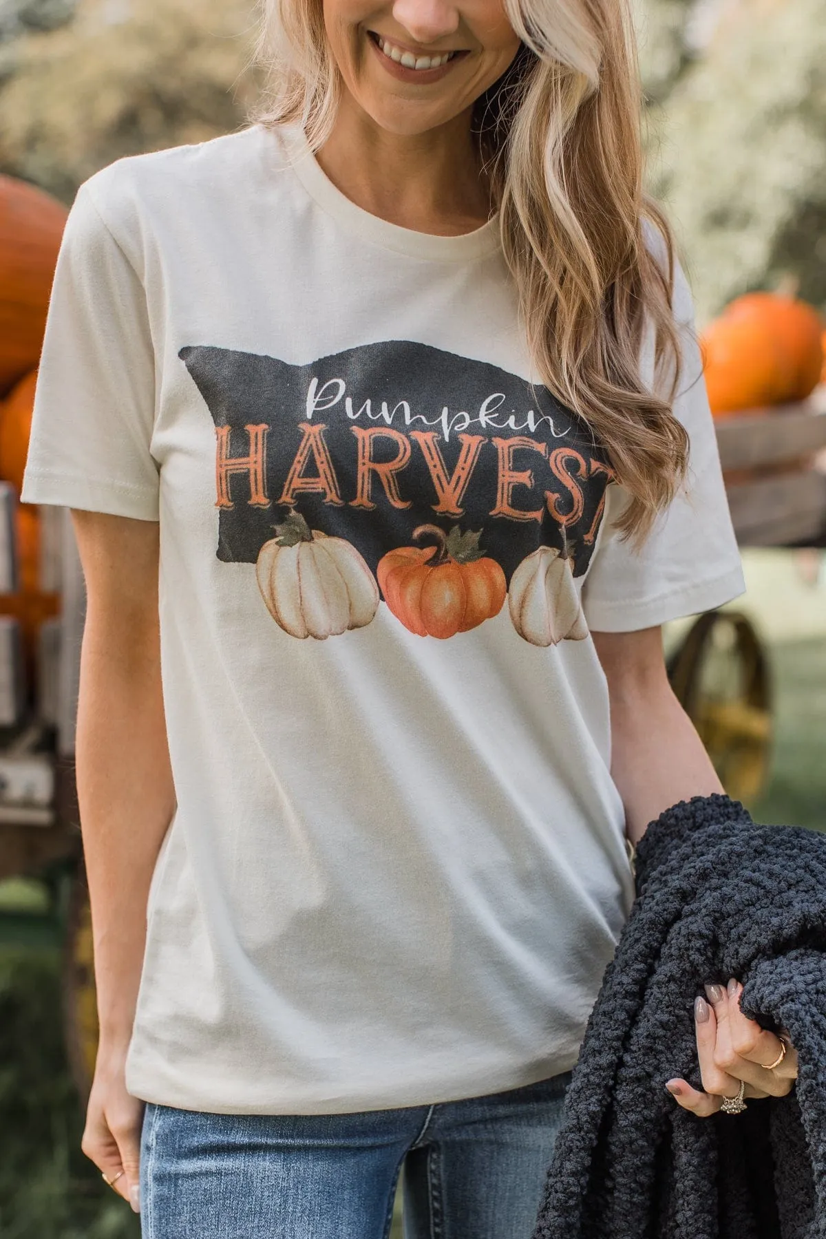 "Pumpkin Harvest" Graphic Tee- Cream