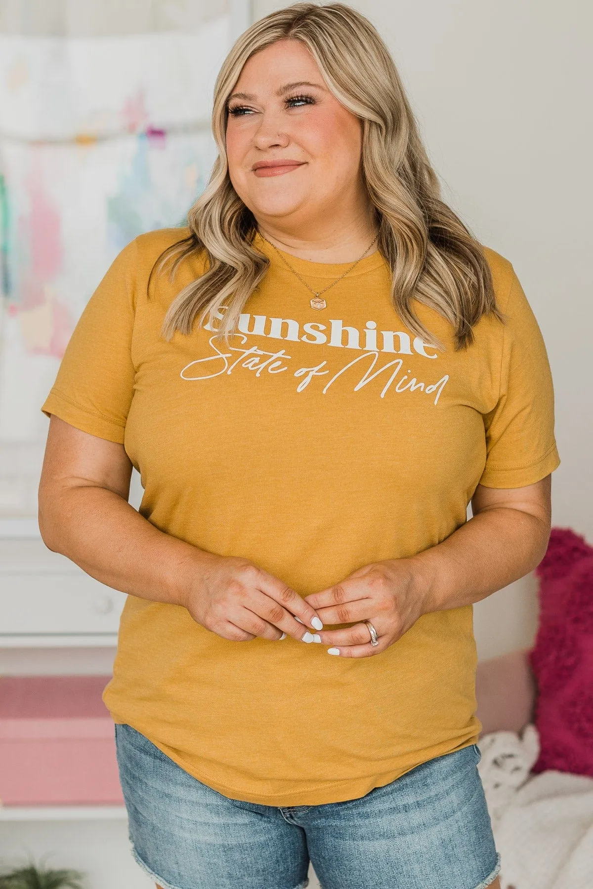 "Sunshine State Of Mind" Graphic Tee- Mustard