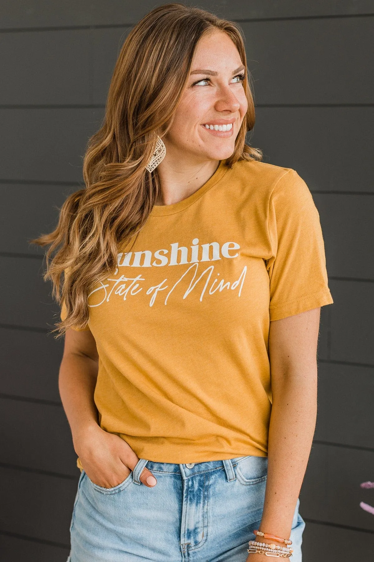 "Sunshine State Of Mind" Graphic Tee- Mustard