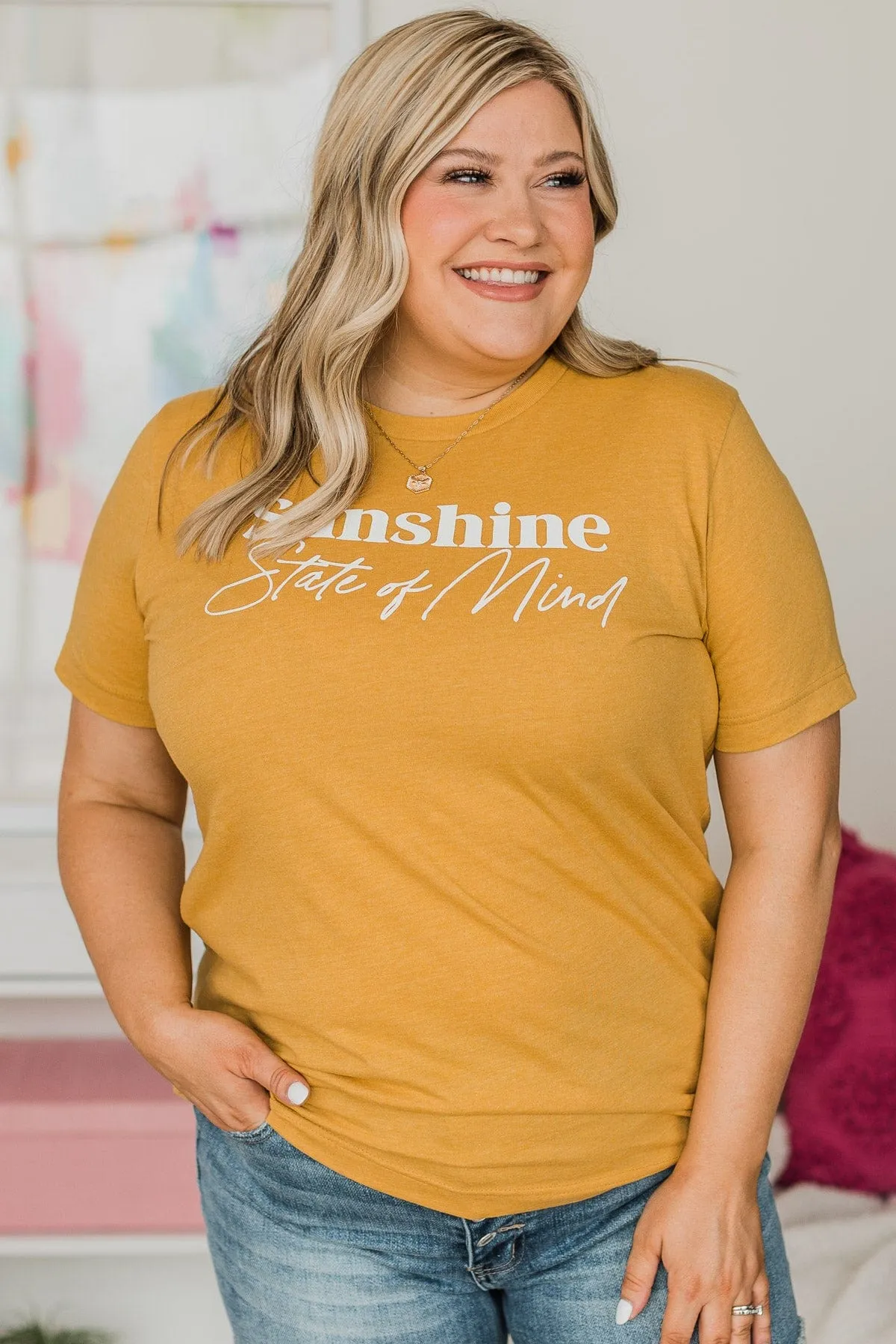 "Sunshine State Of Mind" Graphic Tee- Mustard