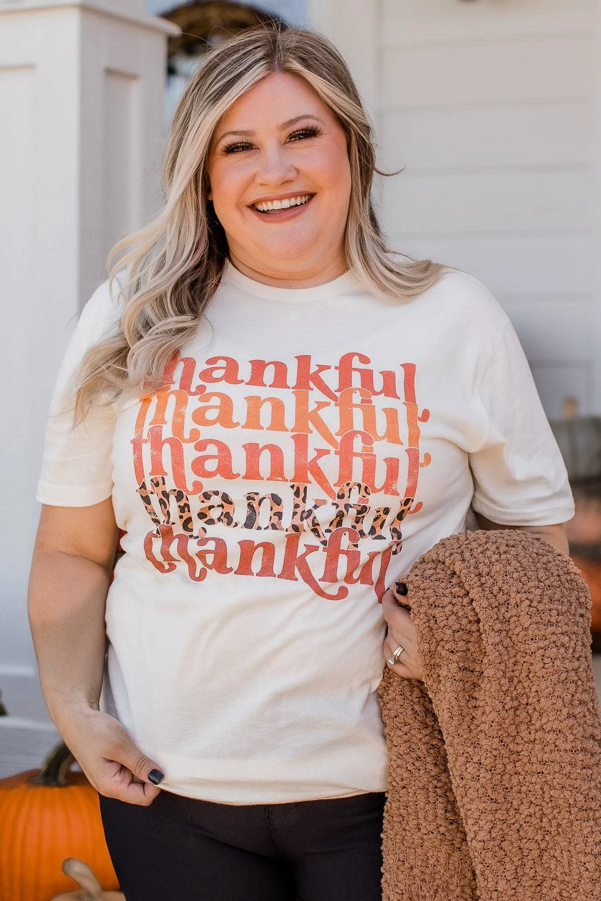 "Thankful" Graphic Tee- Cream
