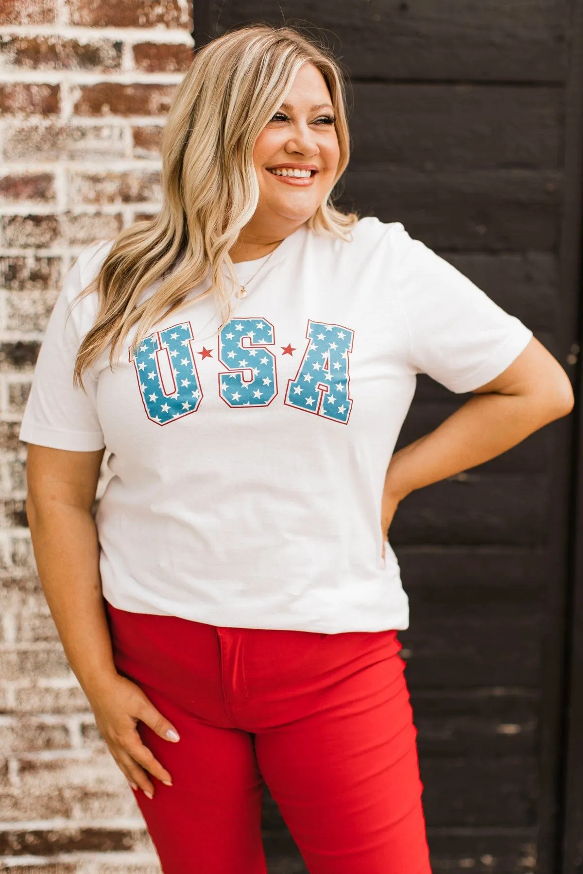 "USA" Graphic Tee- White
