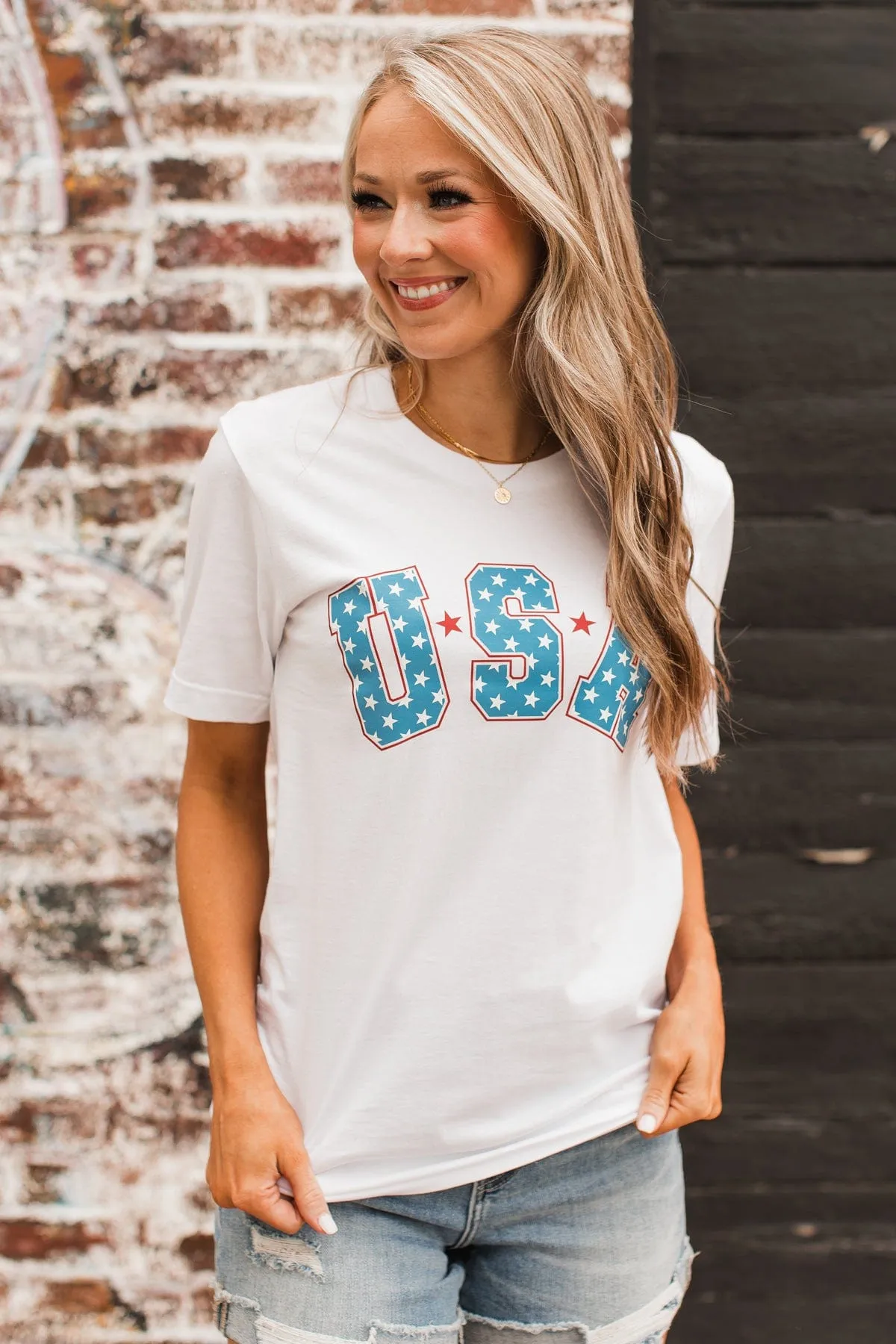 "USA" Graphic Tee- White