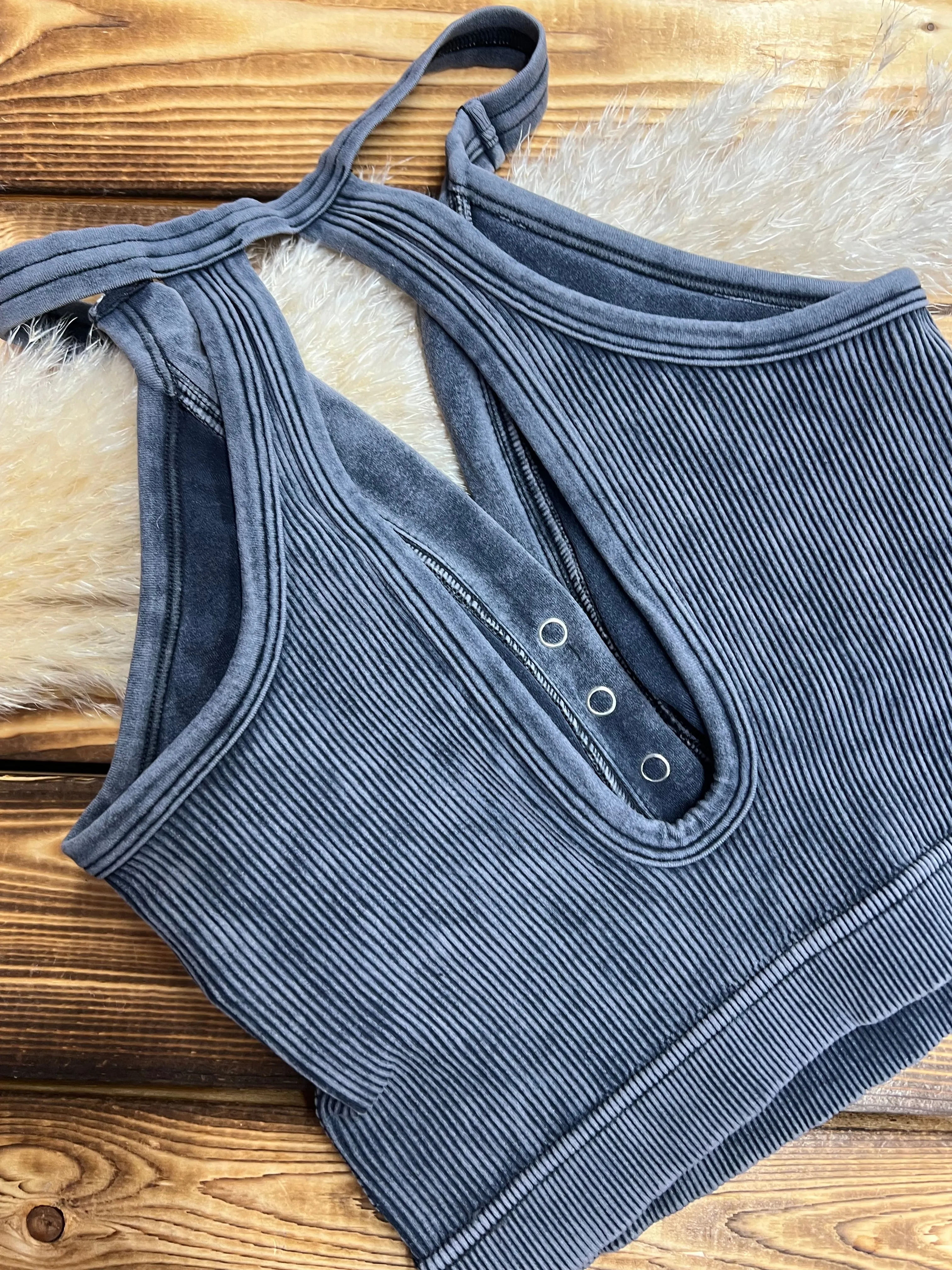 Reba Back Cutout Brami - Ash Black