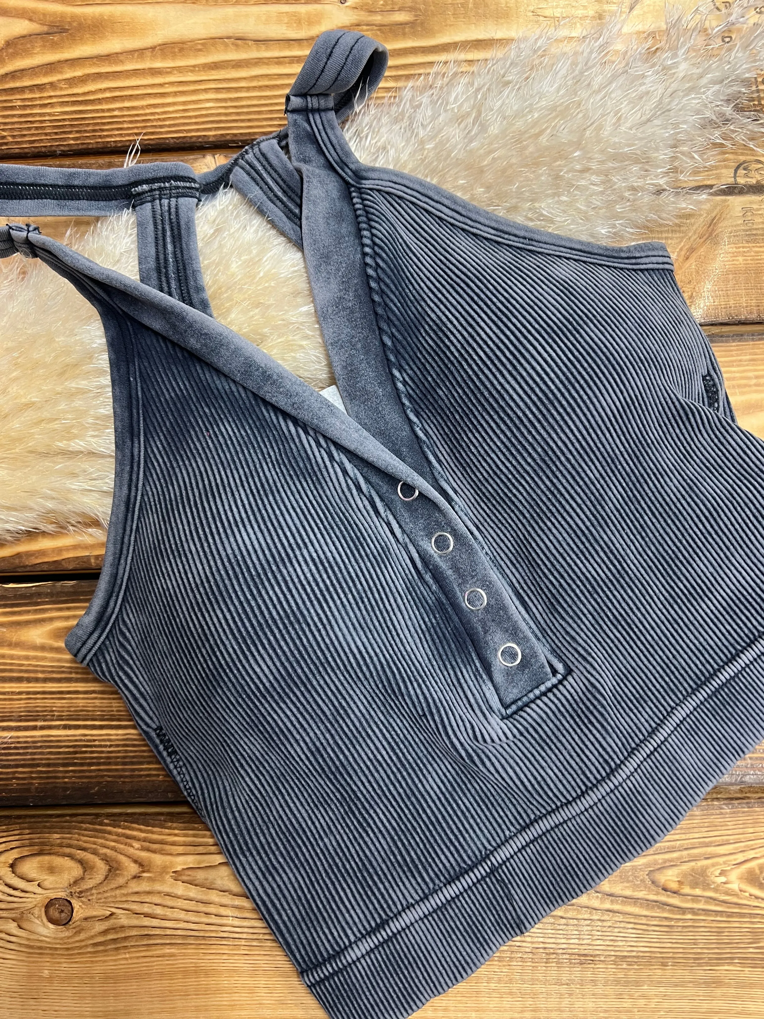 Reba Back Cutout Brami - Ash Black