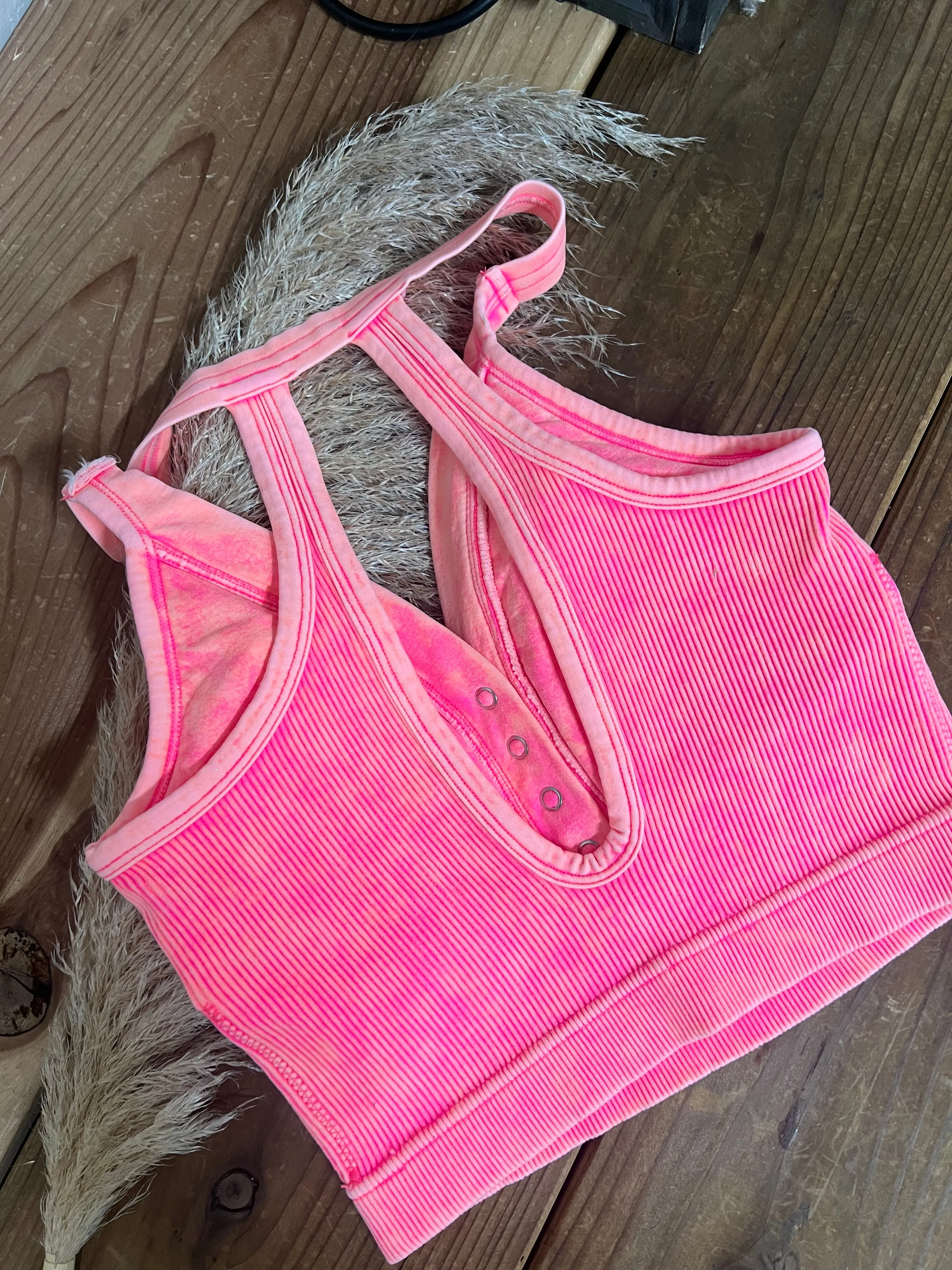 Reba Back Cutout Brami - Neon Coral Punch