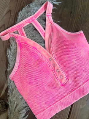 Reba Back Cutout Brami - Neon Coral Punch