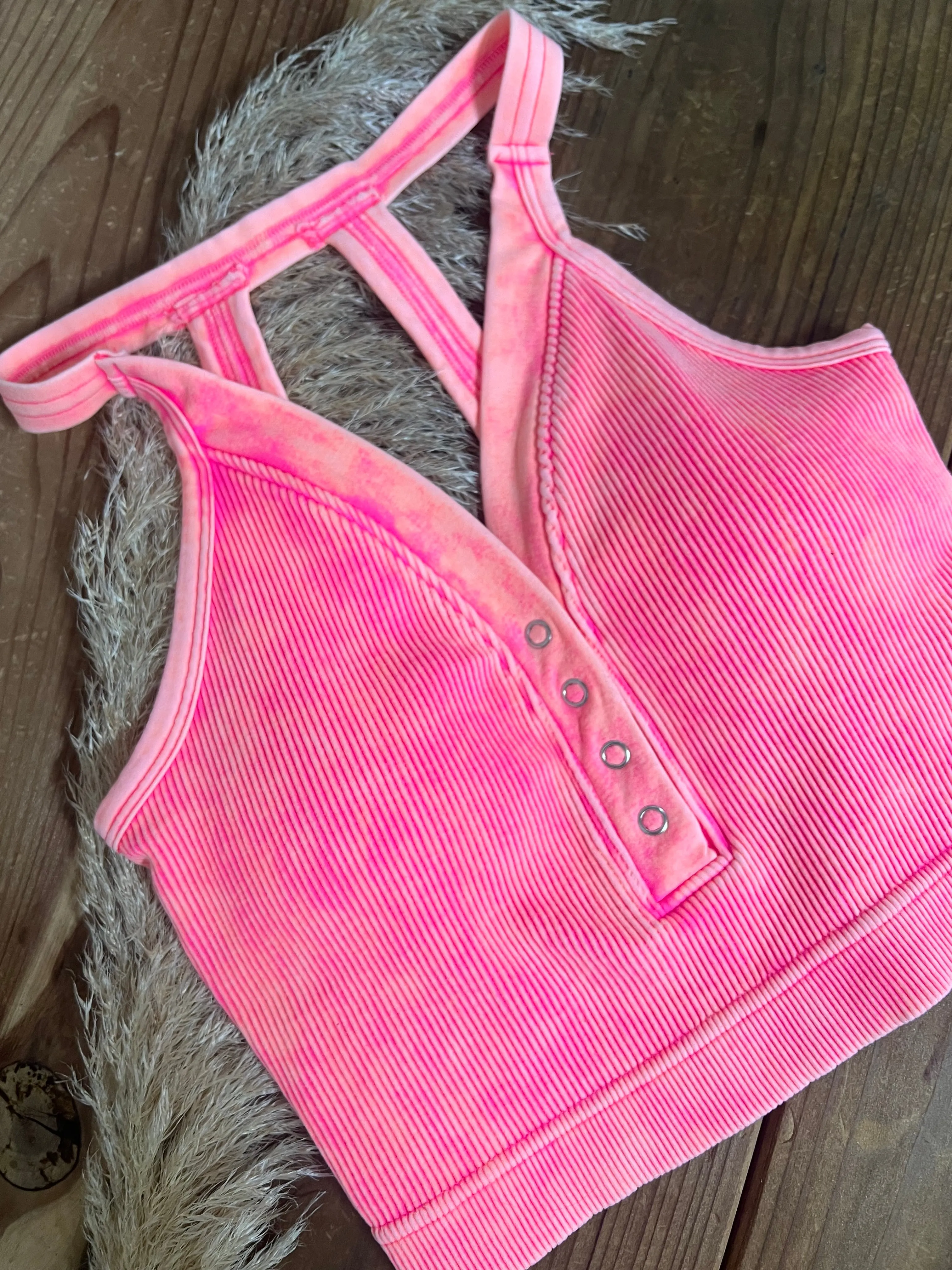 Reba Back Cutout Brami - Neon Coral Punch