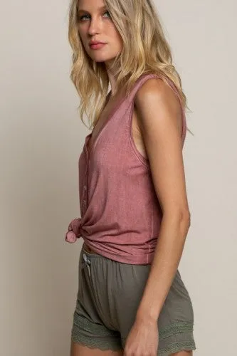 Red Brick Front Button Tank