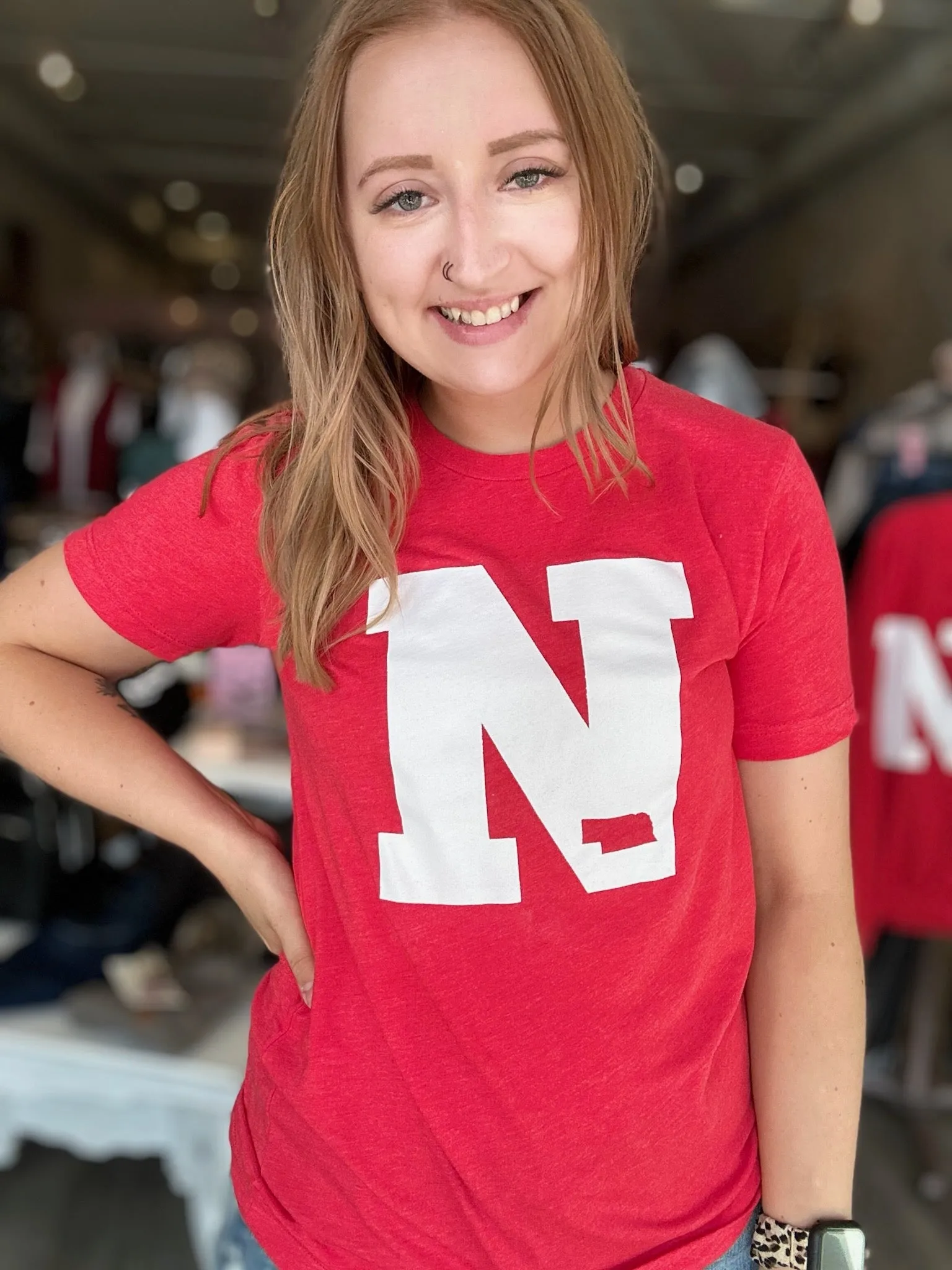 Red Nebraska Crew Neck Tee
