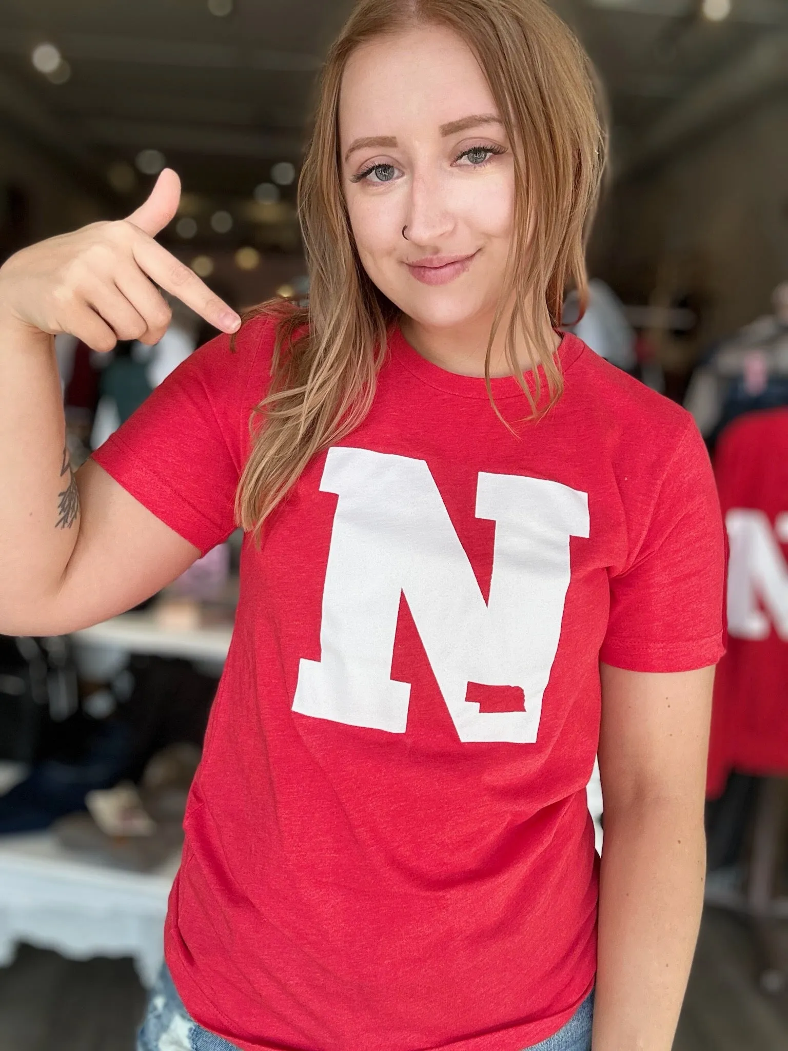 Red Nebraska Crew Neck Tee