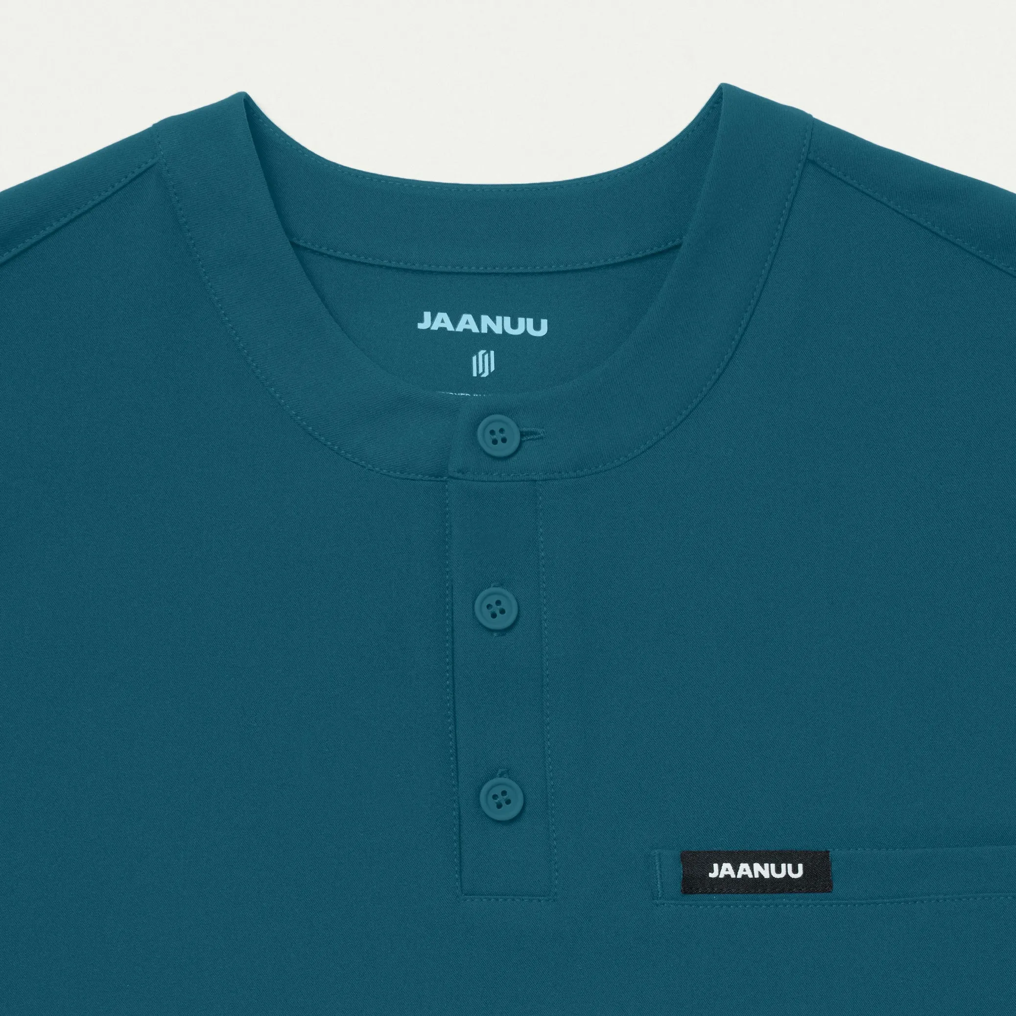 Reeve Henley Scrub Top - Caribbean Blue