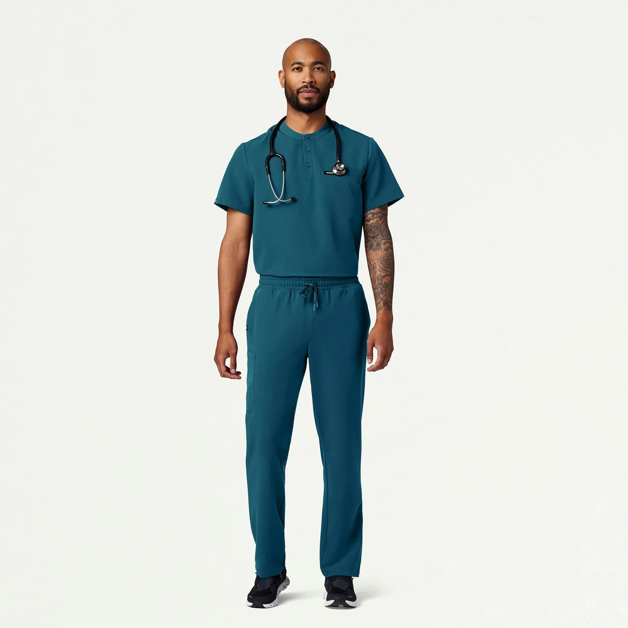 Reeve Henley Scrub Top - Caribbean Blue
