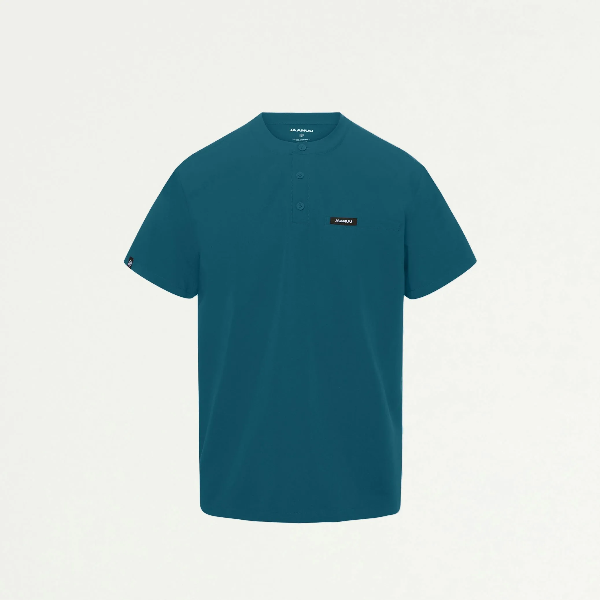 Reeve Henley Scrub Top - Caribbean Blue