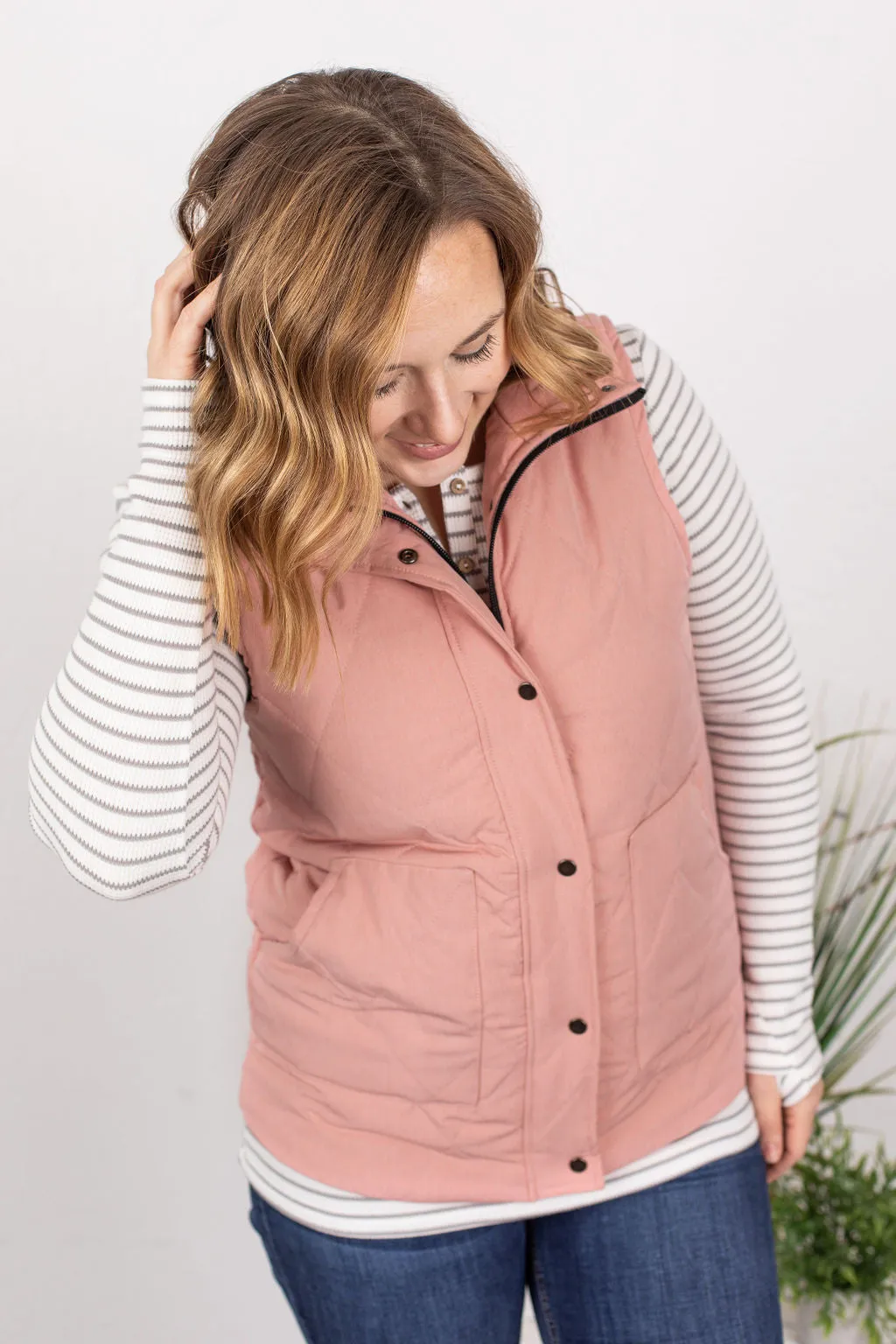 Remy Zip Up Vest - Pink