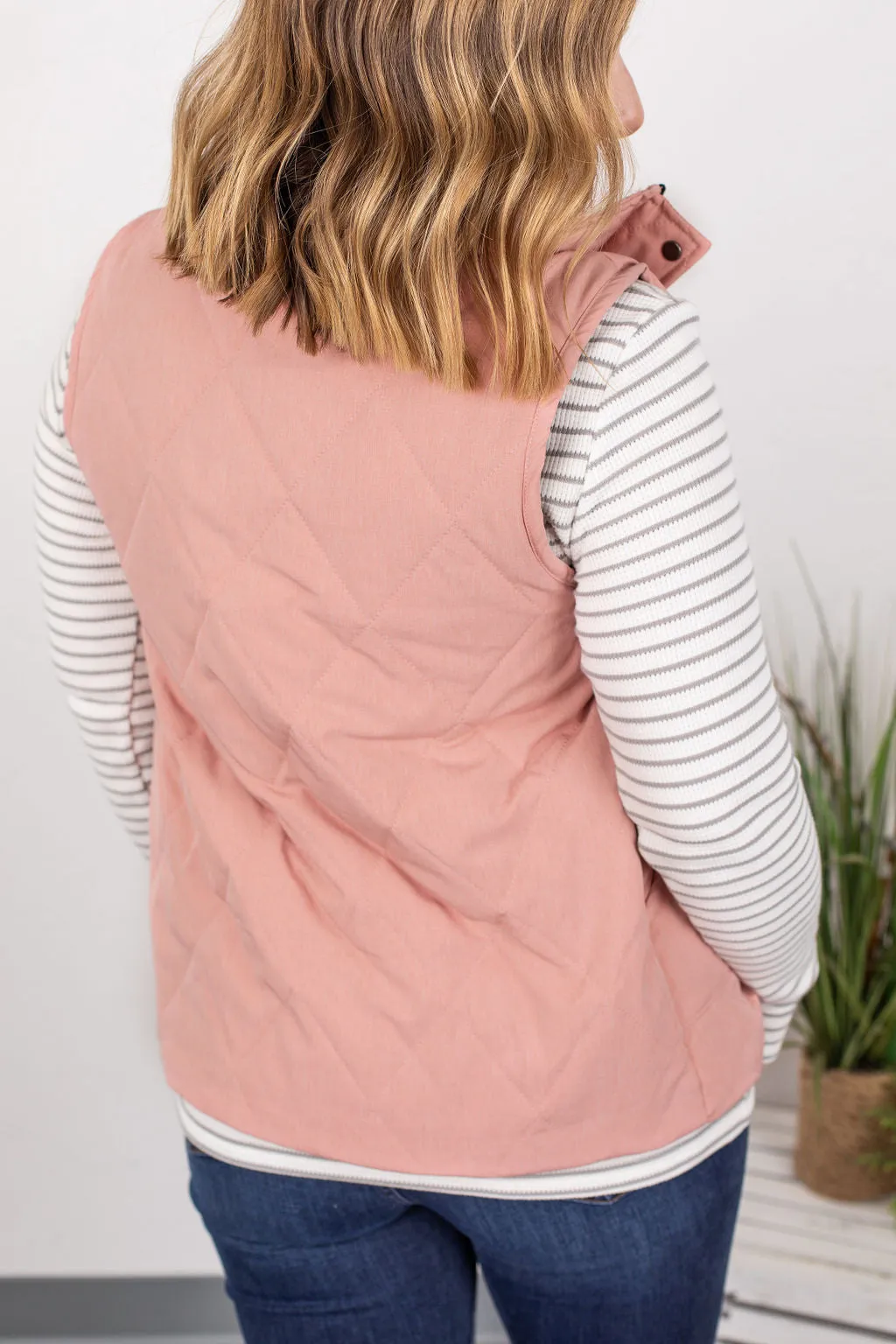 Remy Zip Up Vest - Pink