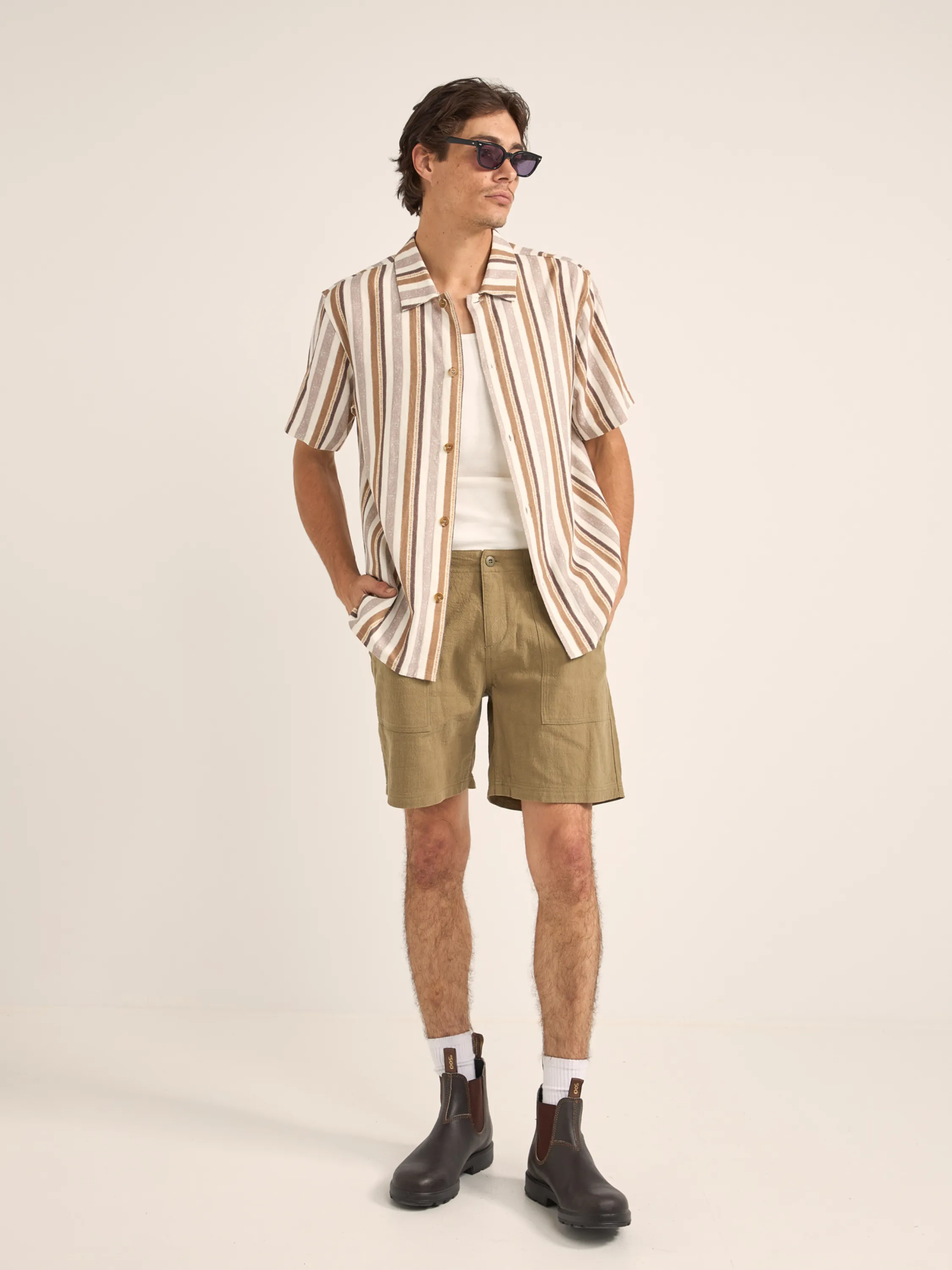 Rhythm Paisley Stripe SS Shirt - Cedar