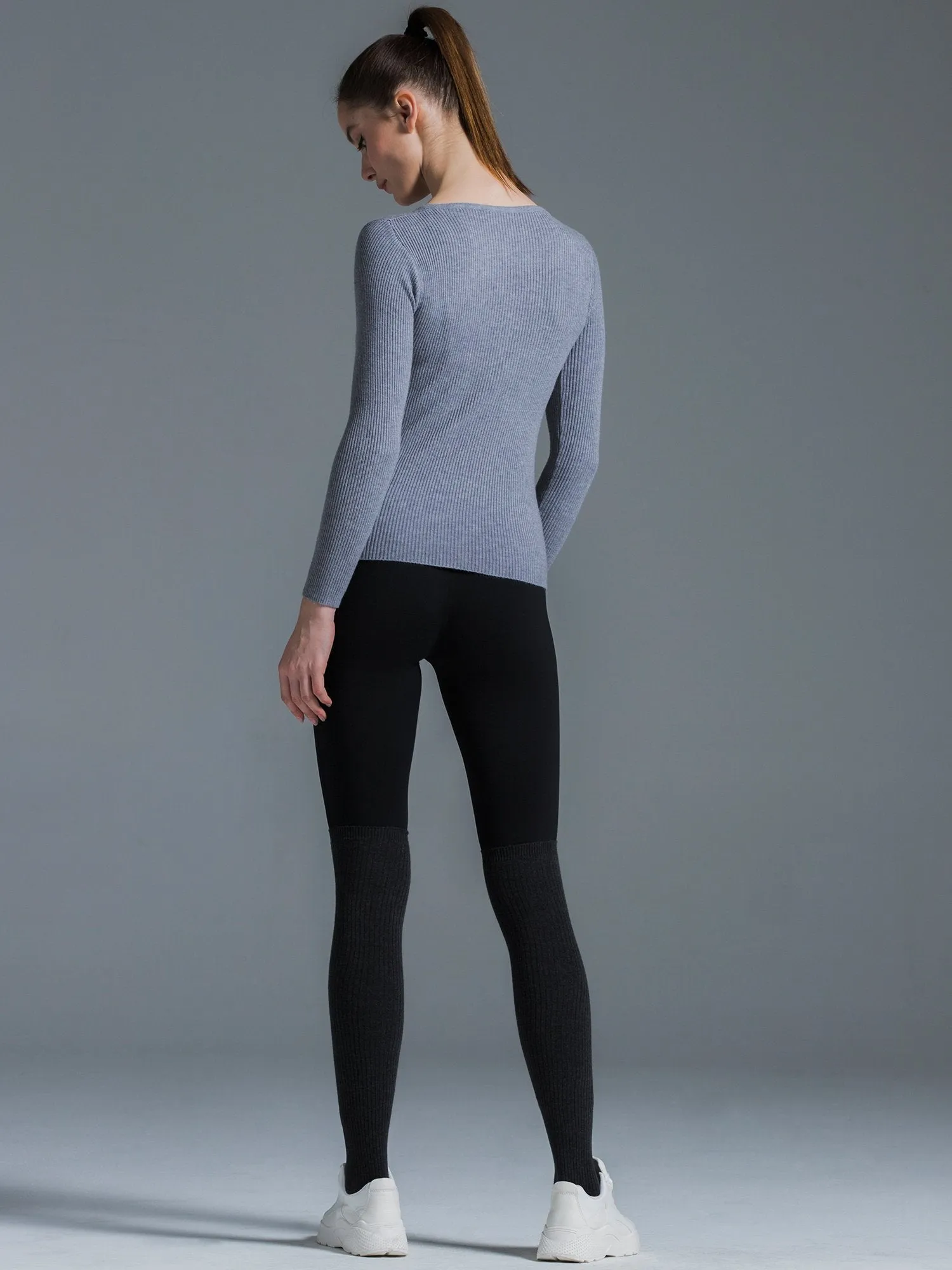 RIBBED HENLEY TEE, GREY