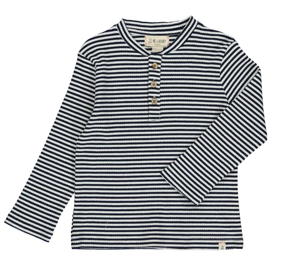Ribbed Navy Stripe Henley