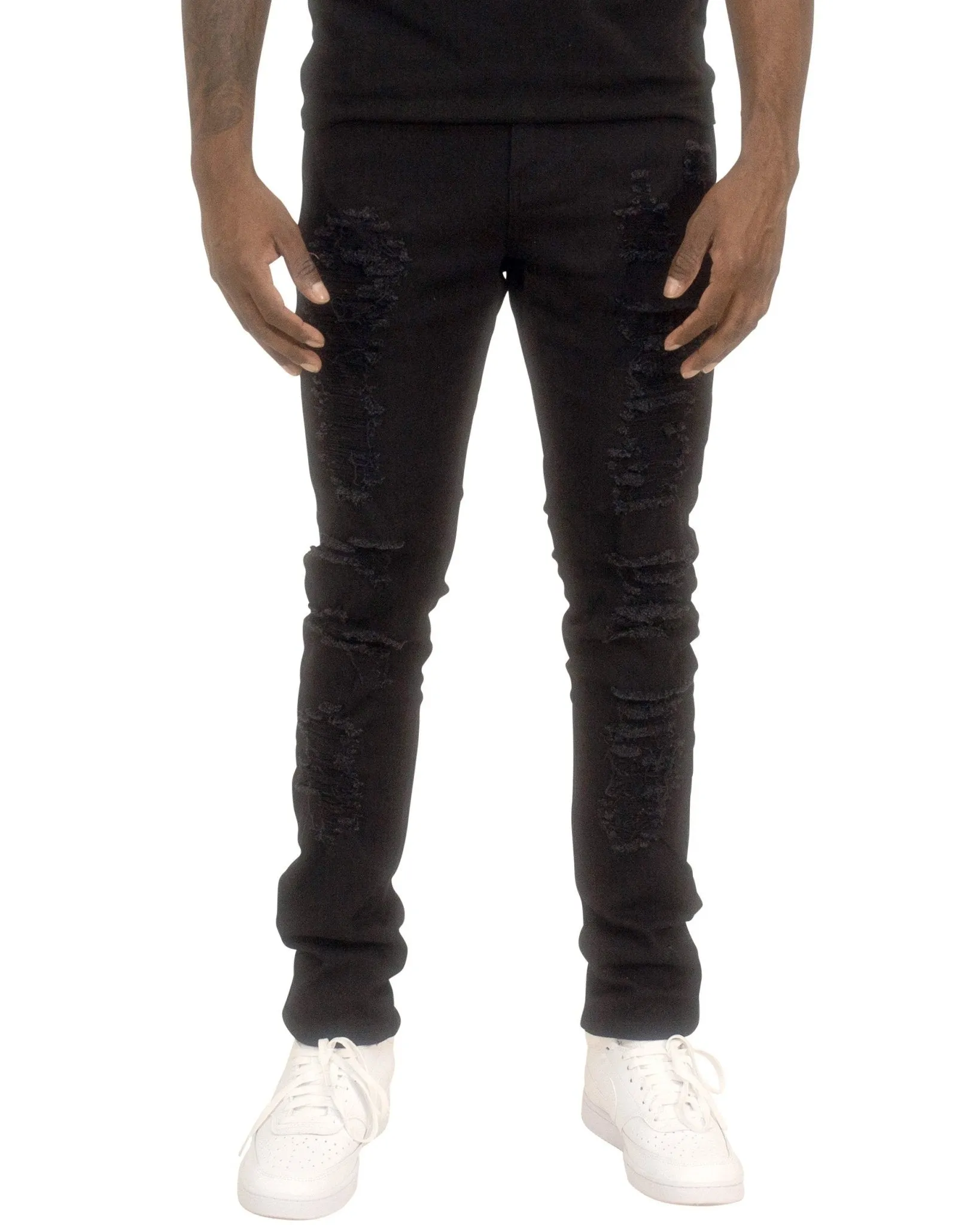 Rip & Repair Twill Skinny Pants – Distressed Look with Streetwear Edge