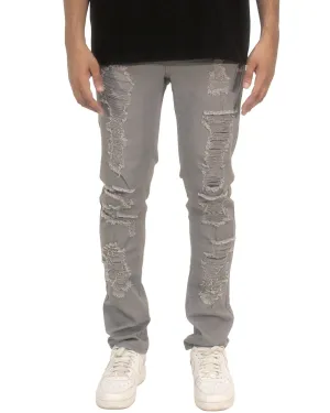 Rip & Repair Twill Skinny Pants – Distressed Look with Streetwear Edge