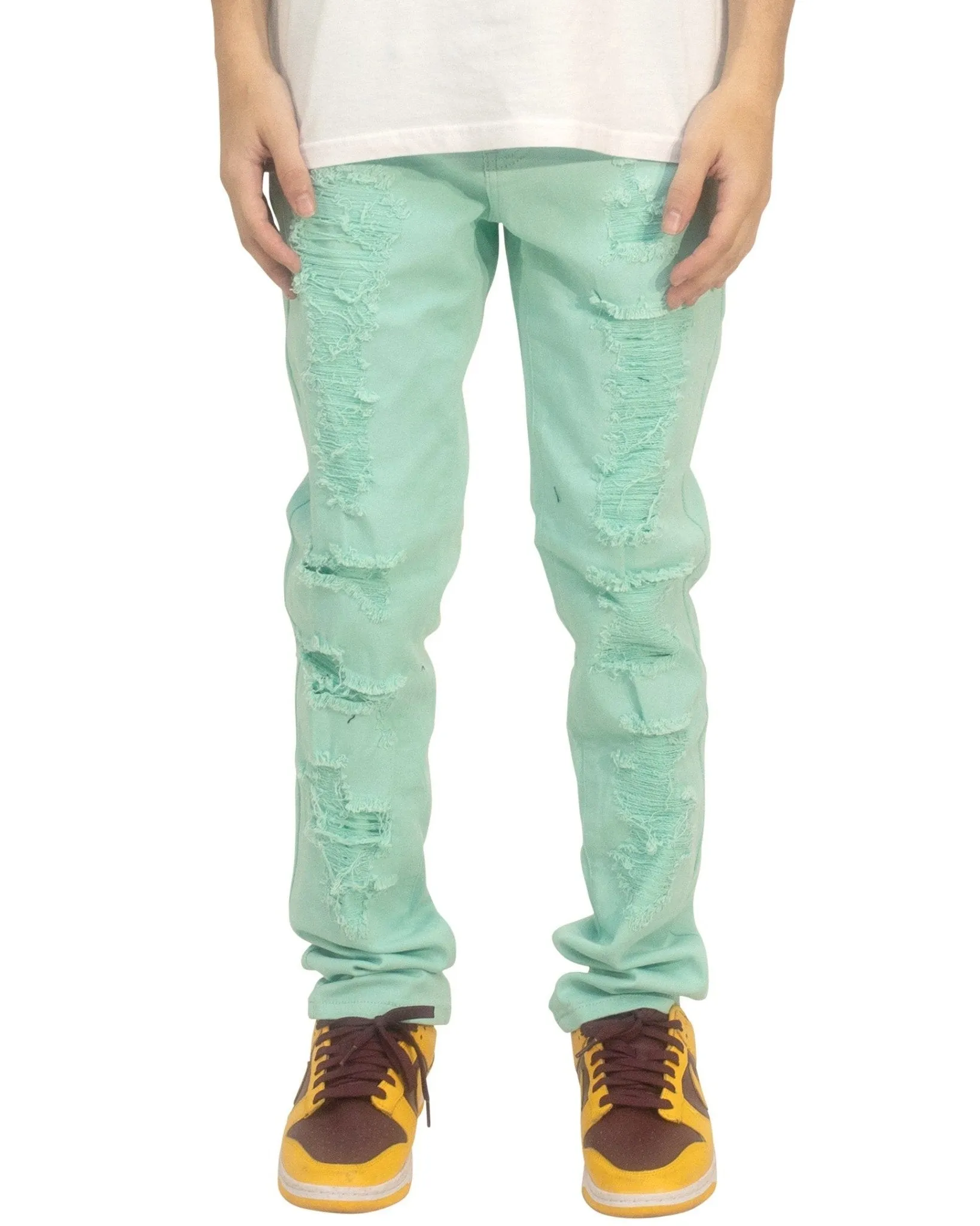 Rip & Repair Twill Skinny Pants – Distressed Look with Streetwear Edge