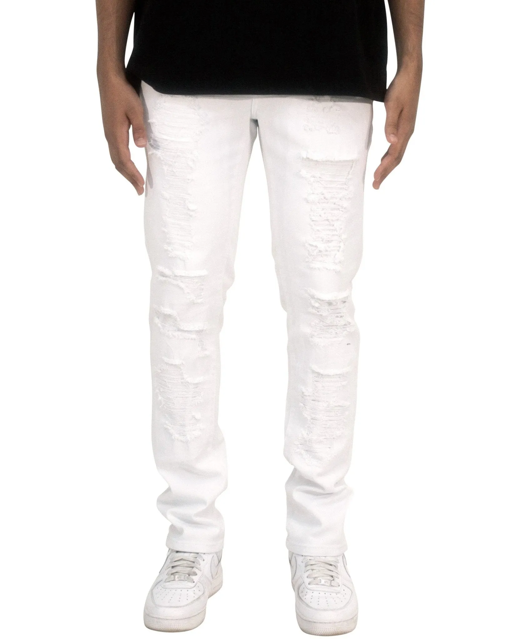 Rip & Repair Twill Skinny Pants – Distressed Look with Streetwear Edge