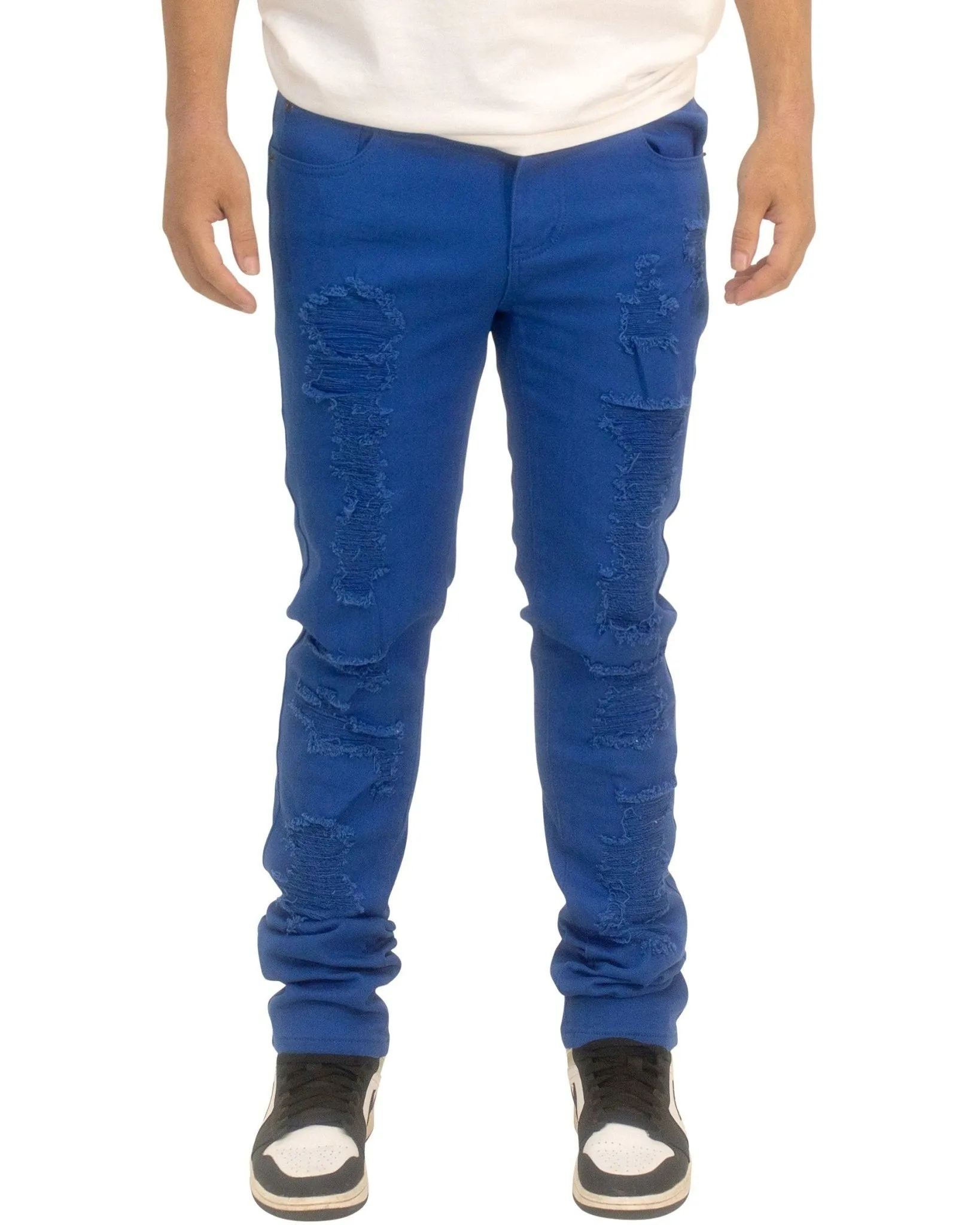 Rip & Repair Twill Skinny Pants – Distressed Look with Streetwear Edge