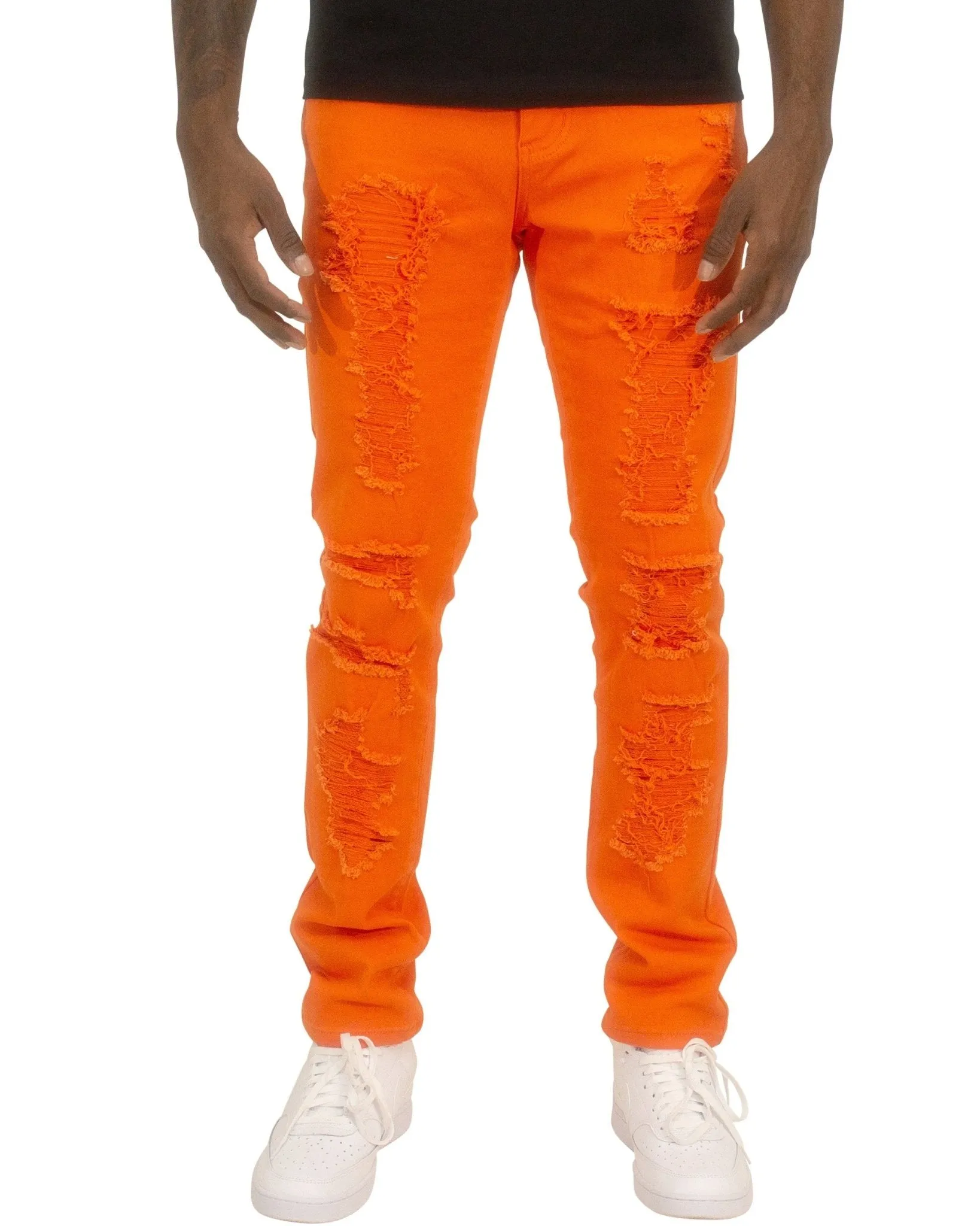 Rip & Repair Twill Skinny Pants – Distressed Look with Streetwear Edge