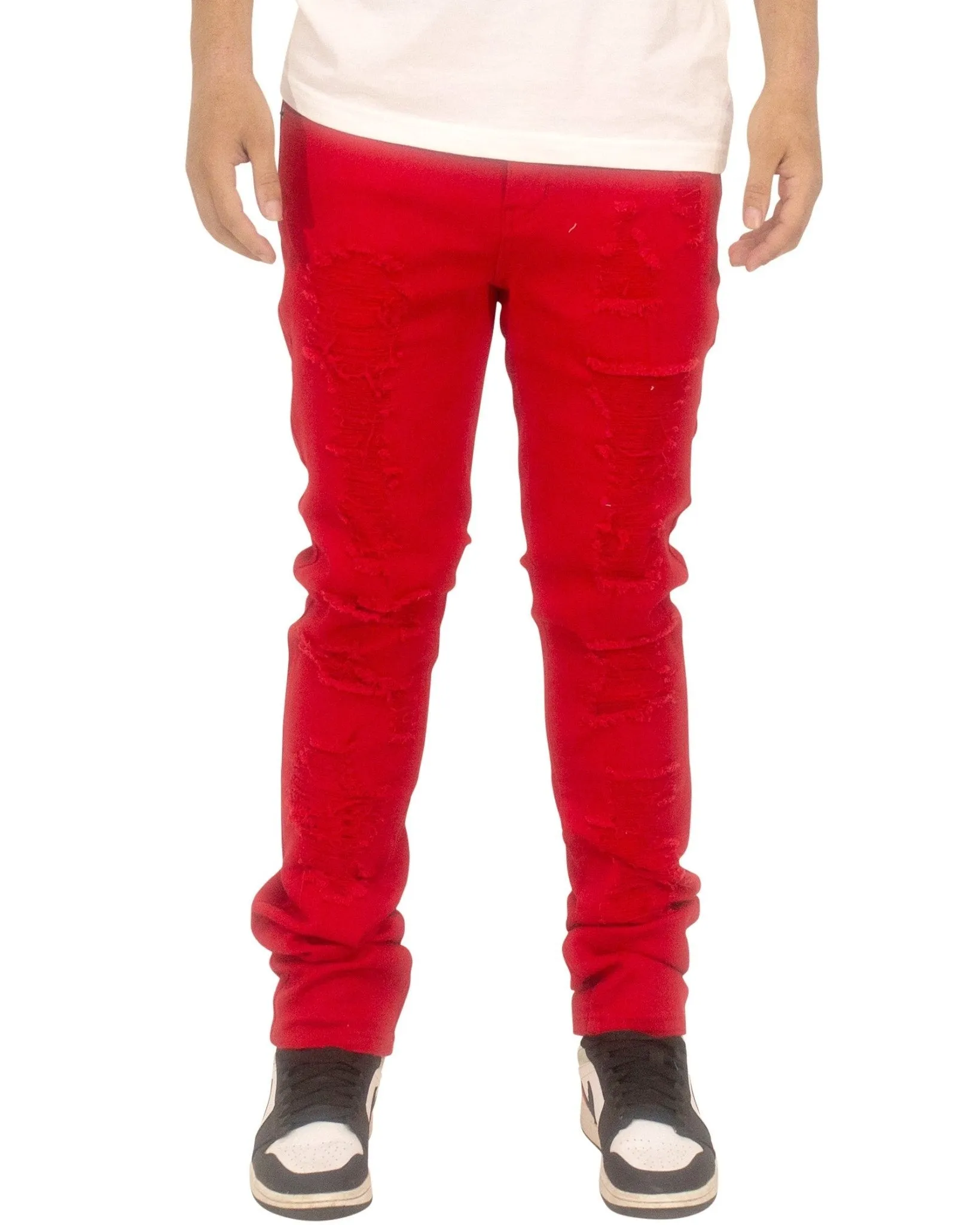 Rip & Repair Twill Skinny Pants – Distressed Look with Streetwear Edge